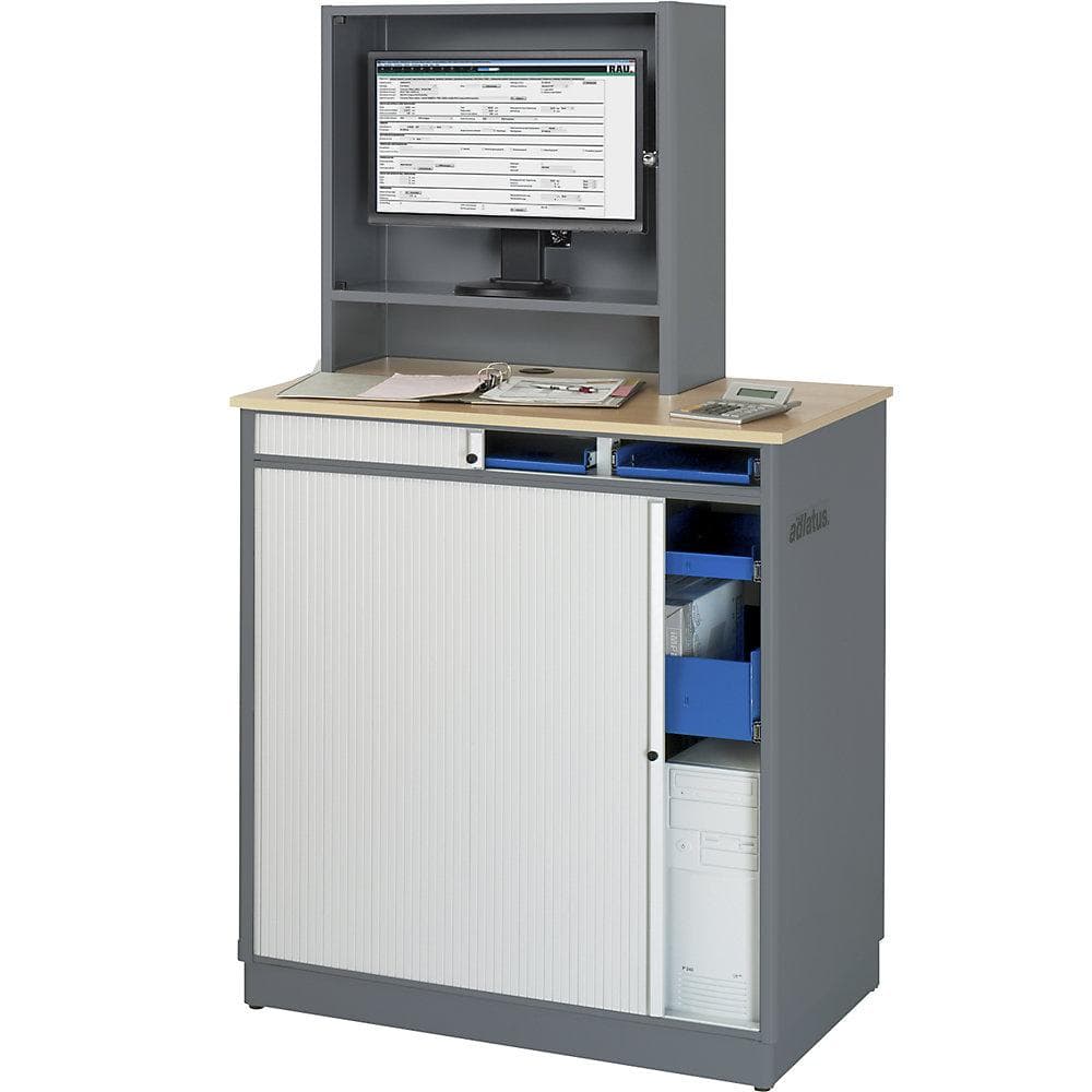 RAU Computer-Arbeitsplatz mit Monitorgehäuse anthrazit-metallic