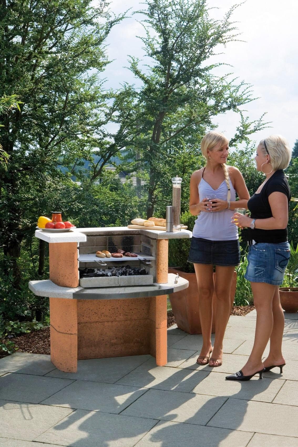 Holzkohlegrill Grillbar Rica Terrakotta Weiß