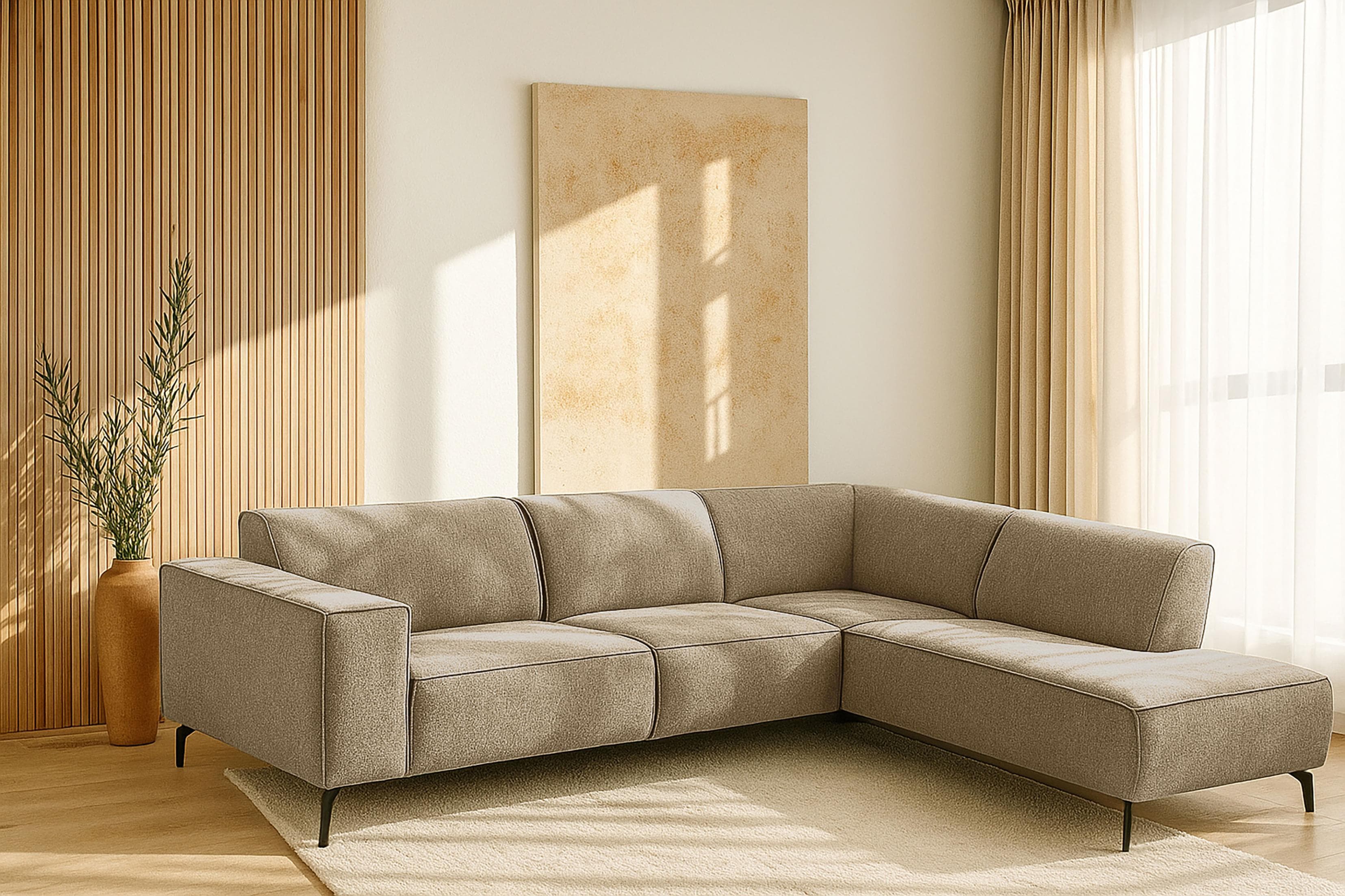 HOME AFFAIRE Ecksofa LORCAN Grau Taupe Metallfüße