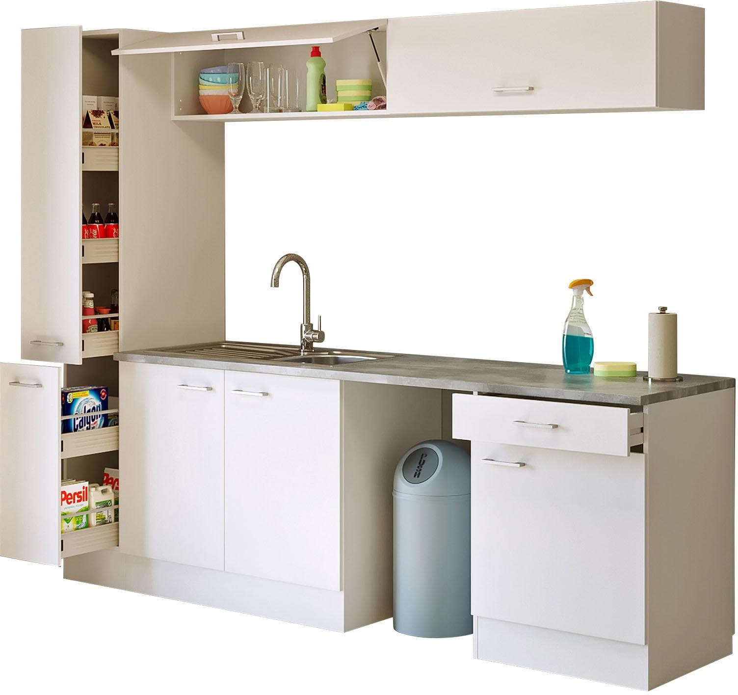 Flex-Well Mehrzweckschrank-Set Lucca 7-teilig Weiß mit Spüle