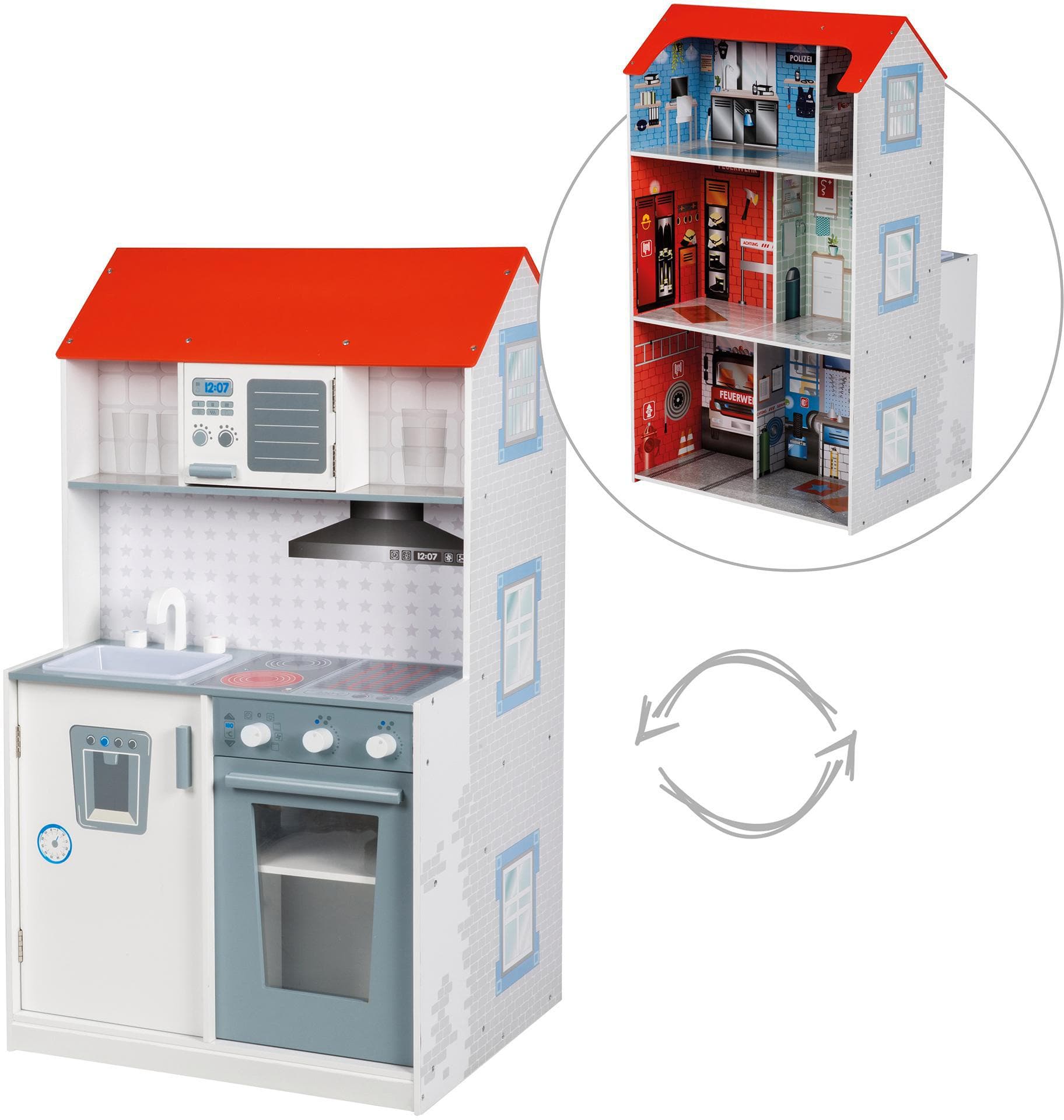 roba® Spielhaus Puppenhaus 2in1 Kinderküche Actionhero-Themen