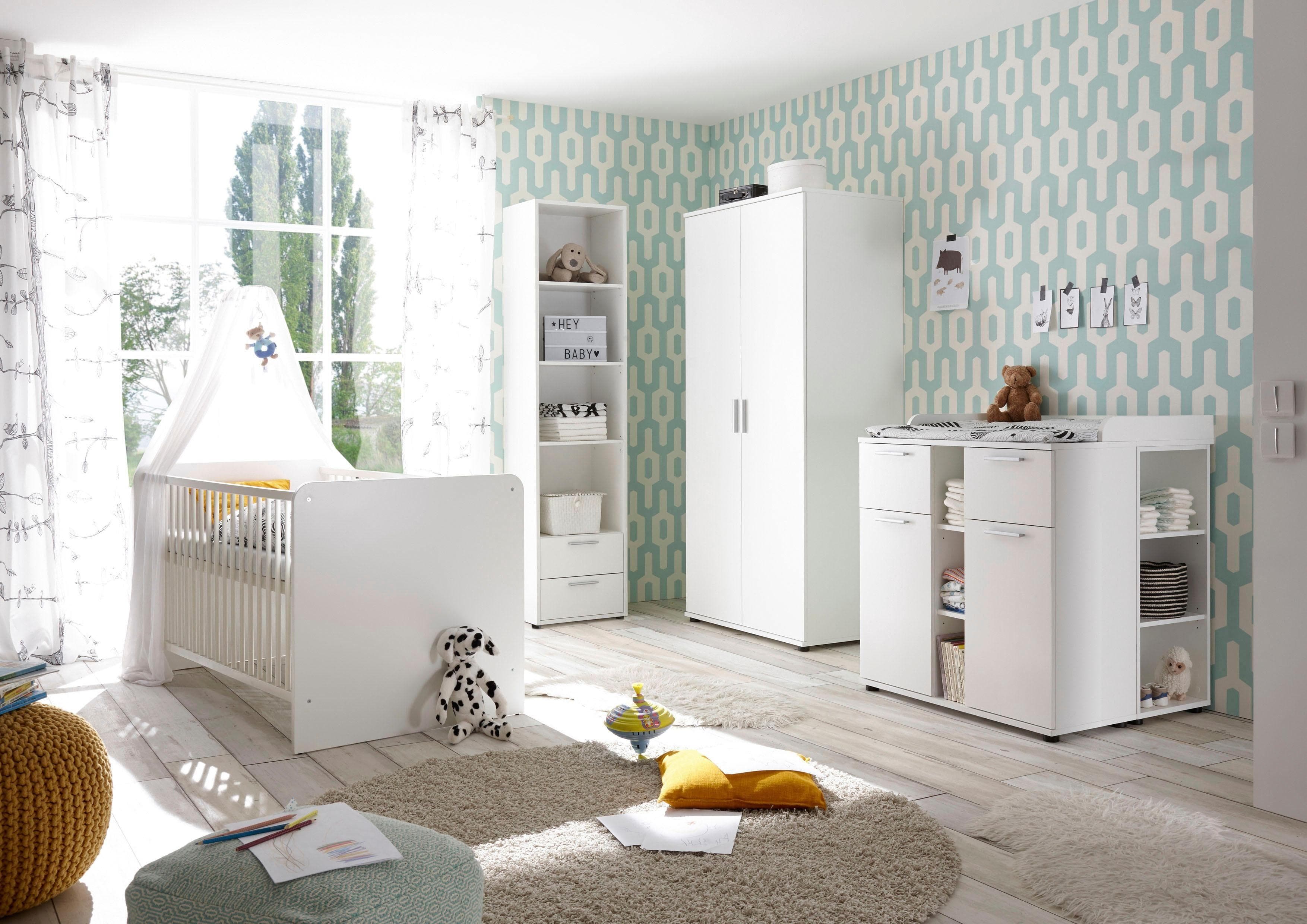 Praktisches Babyzimmer-Set: Bett, Wickelkommode & geräumiger Kleiderschrank