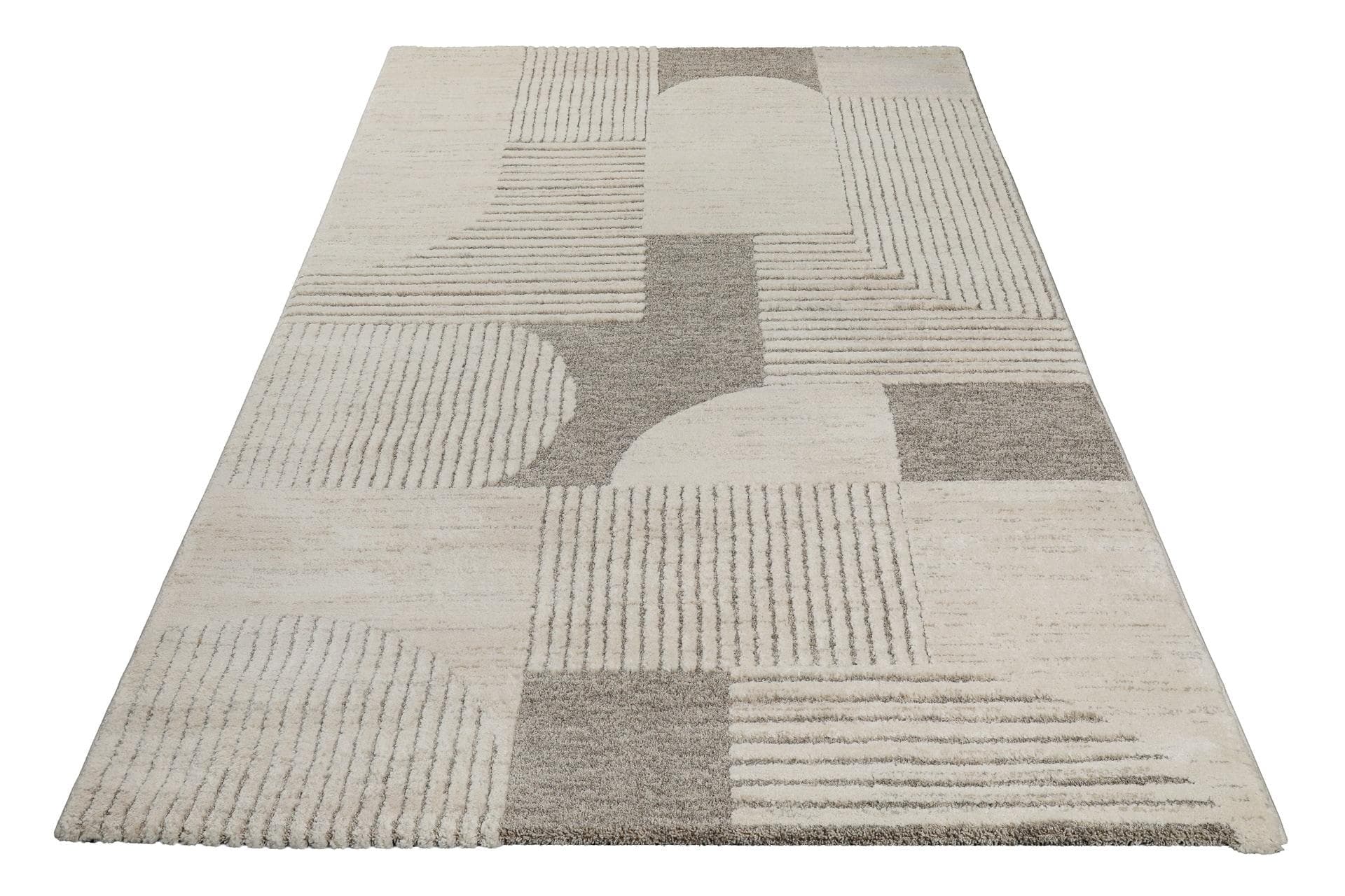Retro-Scandi-Teppich in Beige und Creme