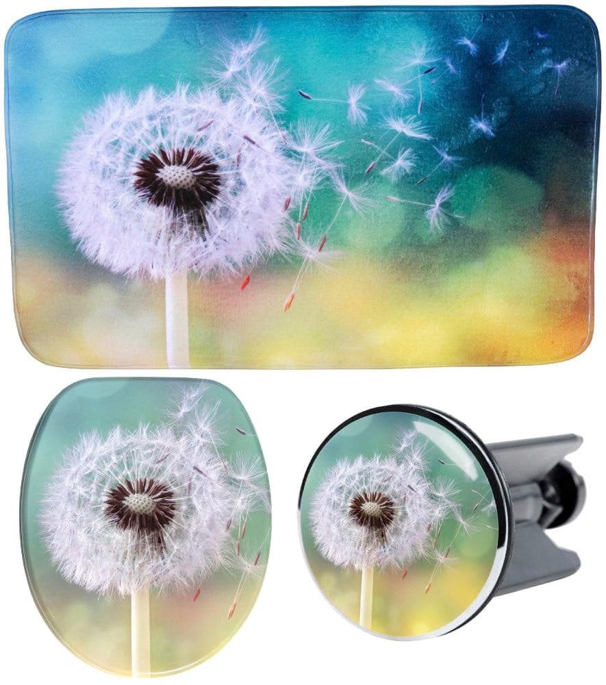 Badaccessoire-Set SANILO "Pusteblume" Blau Türkis Polyresin