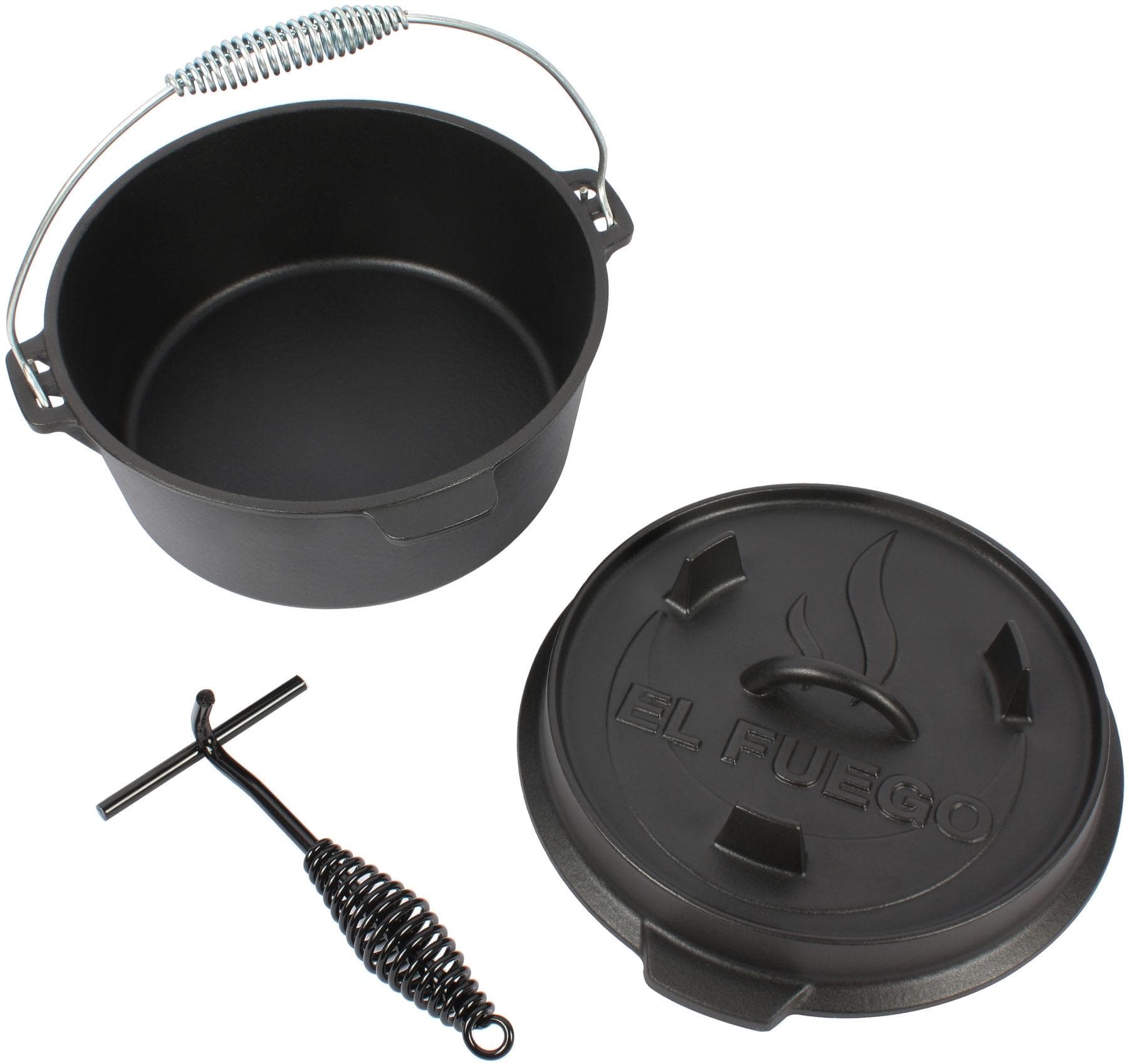 Kasserolle aus Gusseisen, Schwarz, Outdoor