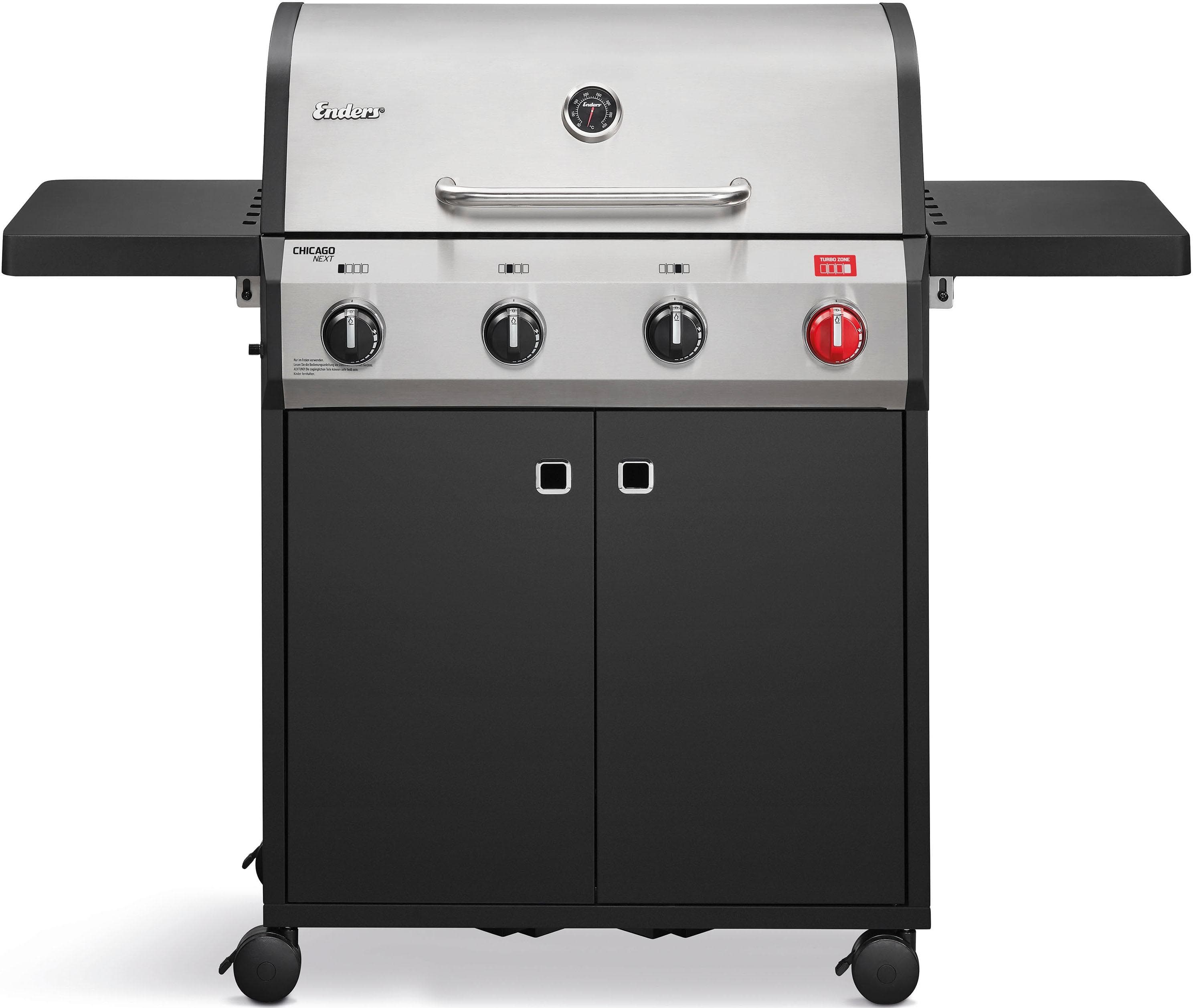 Gasgrill Chicago Next - Emaillierter Gussrost, Rostfreier Edelstahl, Schwarz