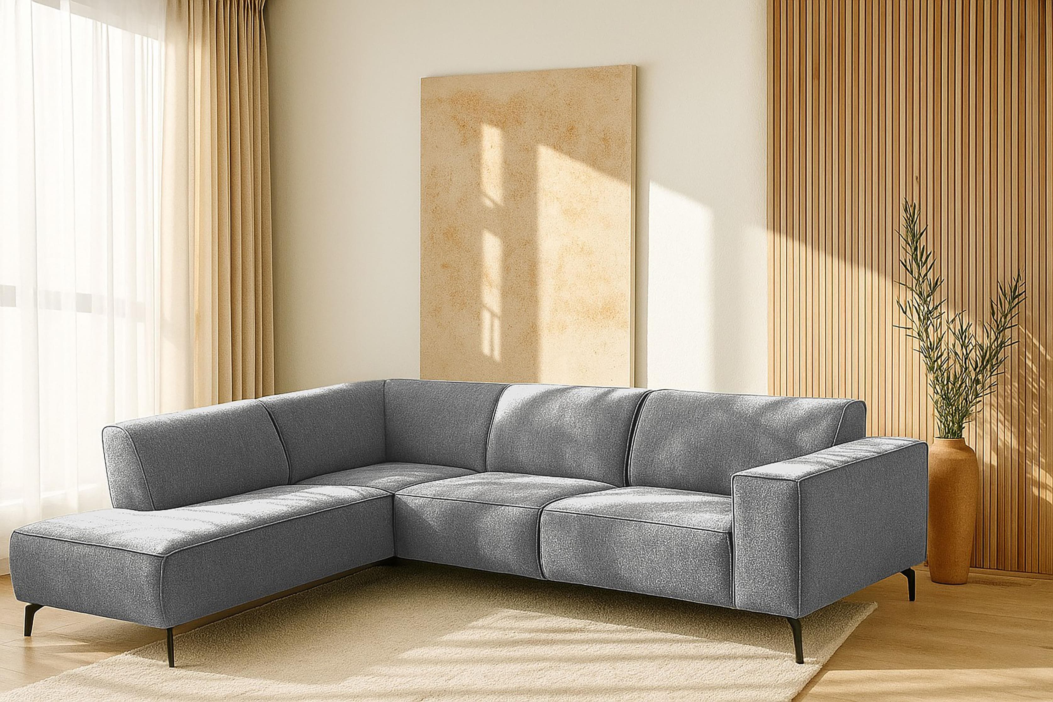 HOME AFFAIRE Ecksofa LORCAN mit Metallfüßen hellgrau