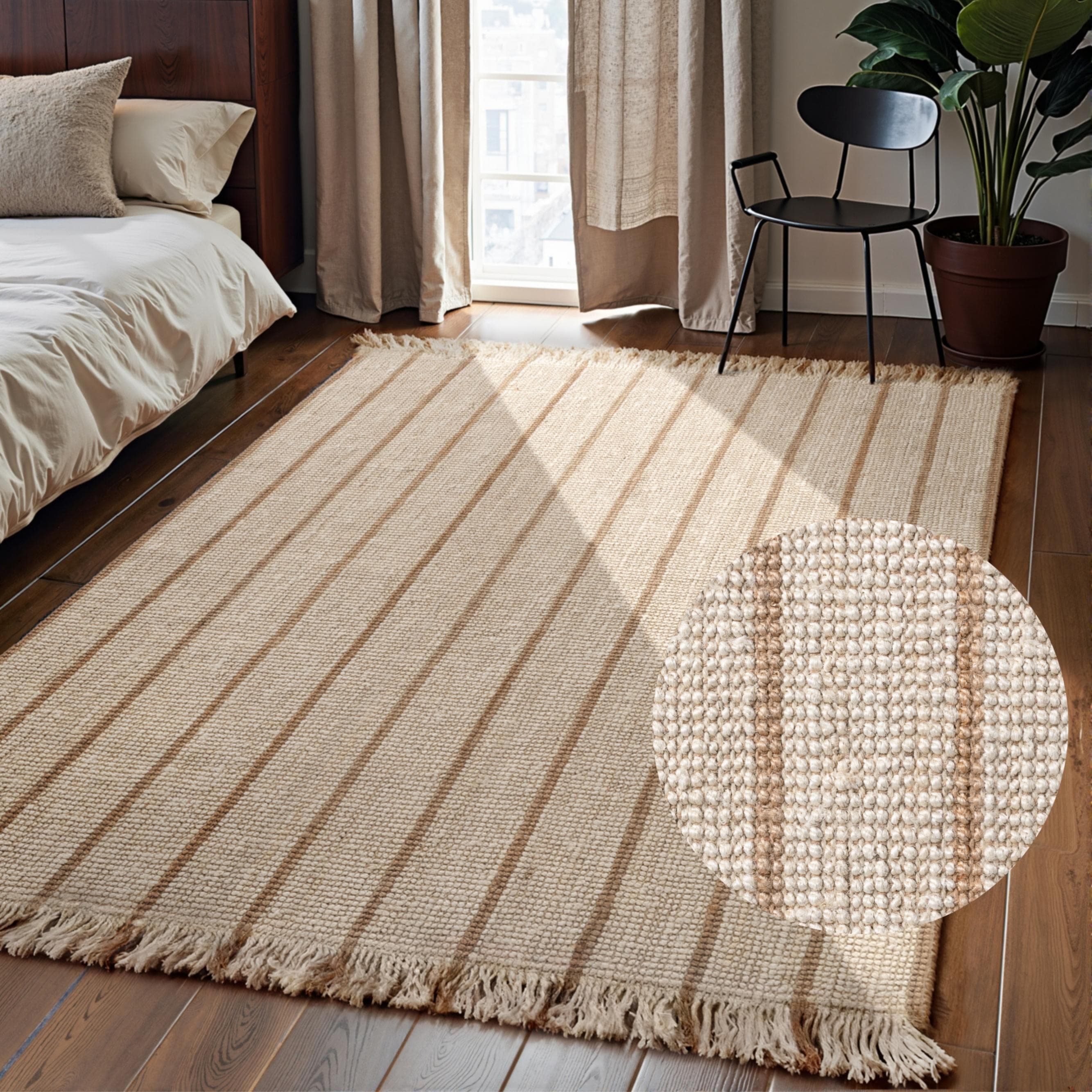 ELLE DECORATION Juteteppich Sierra Natur, Elfenbein, Gold, 160x230 cm