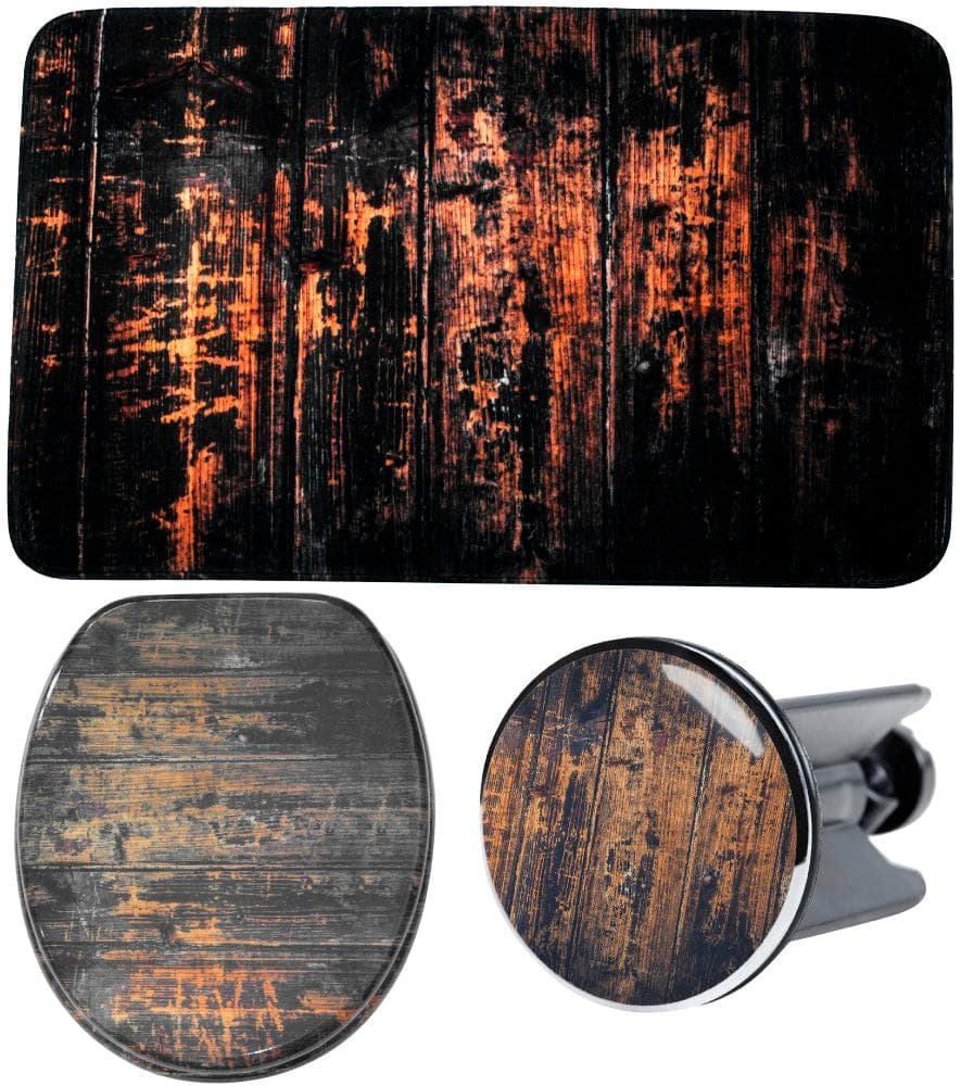 Badaccessoire-Set SANILO "Vintage" Braun Holzwerkstoff Kunststoff MDF Polyester