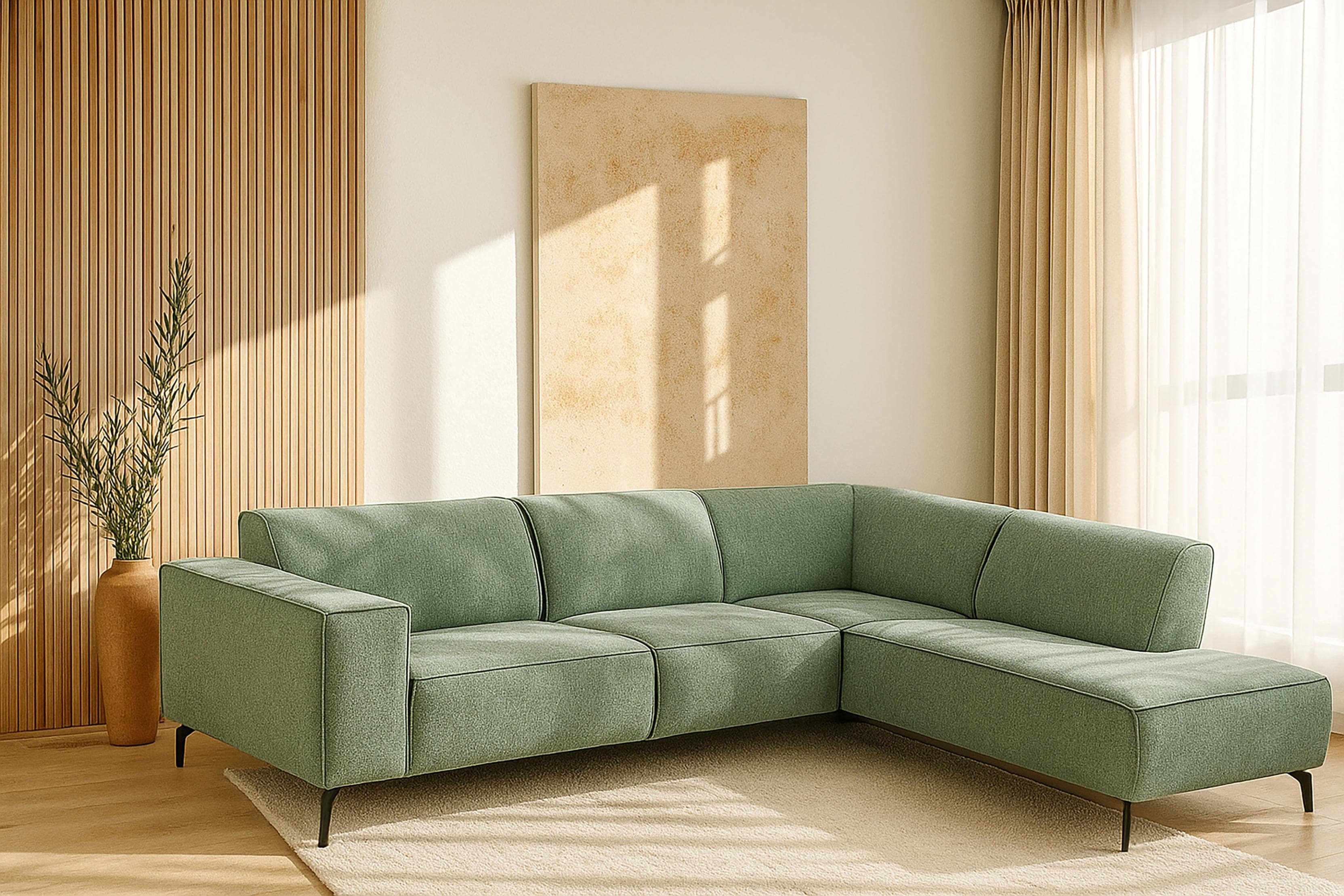HOME AFFAIRE Ecksofa LORCAN mit Metallfüßen und Ottomane Grün