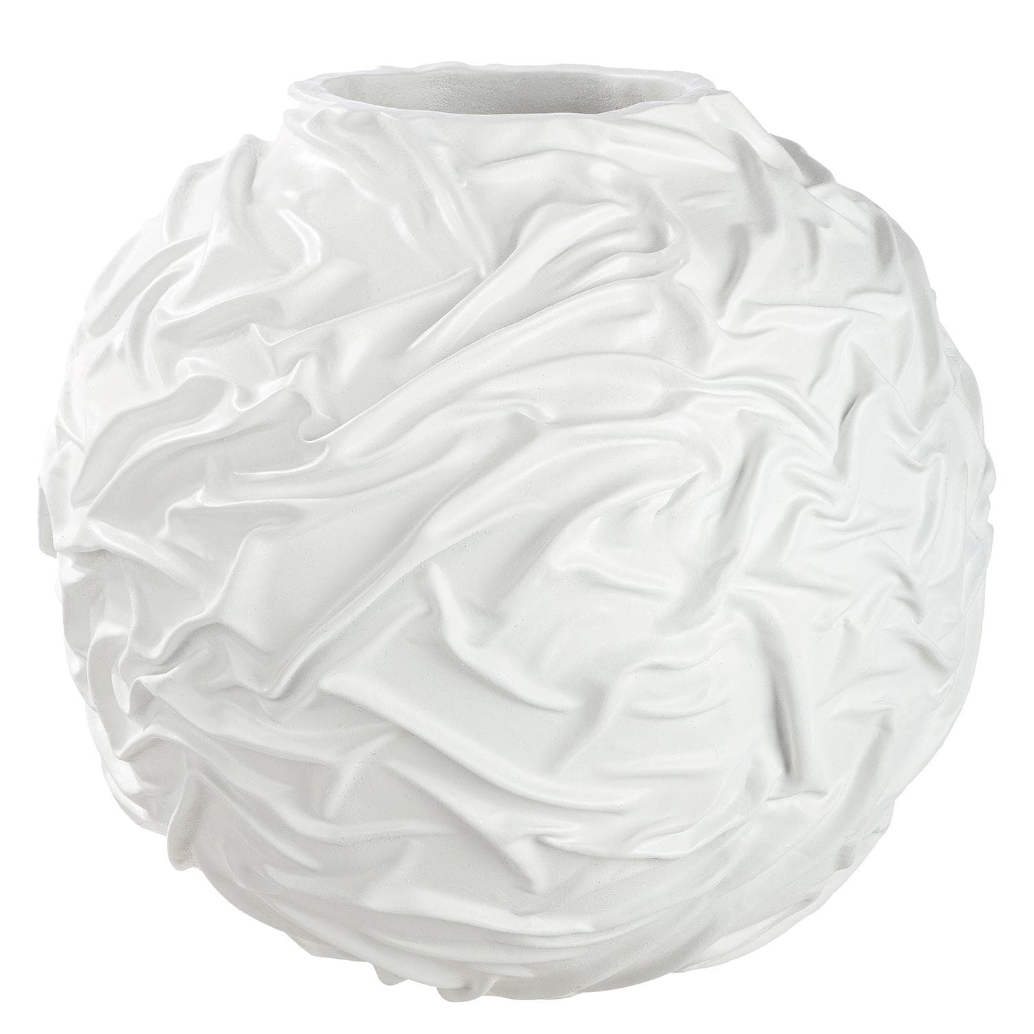 Bodenvase GILDE Drapes Weiß Kunstharz