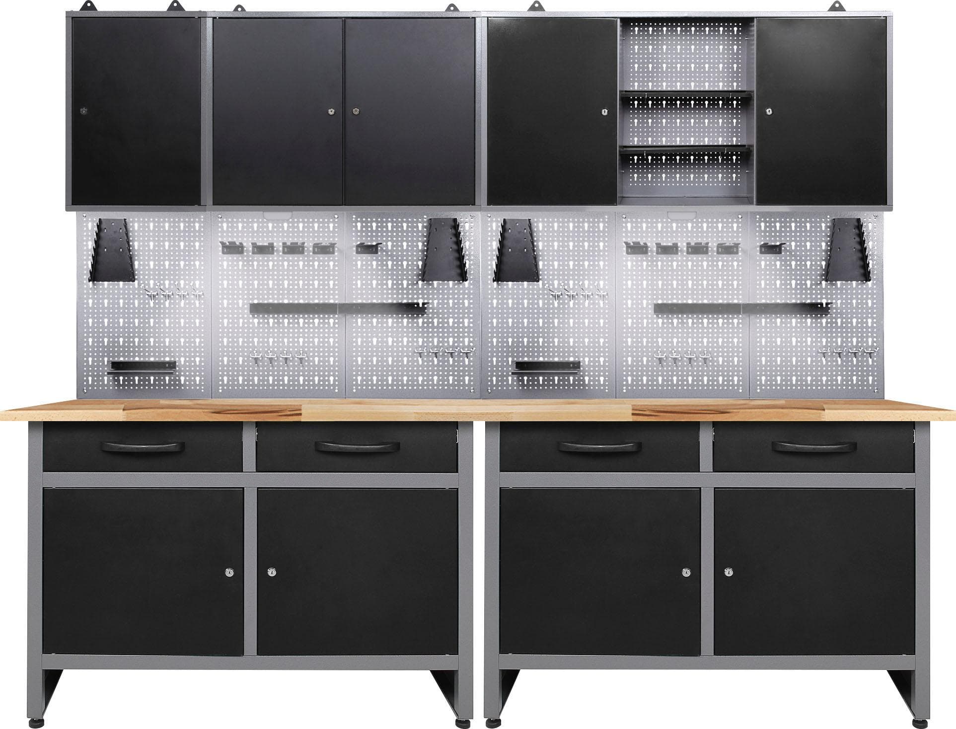 ONDIS24 Werkstatt-Set Metall Anthrazit/Schwarz mit LED-Beleuchtung