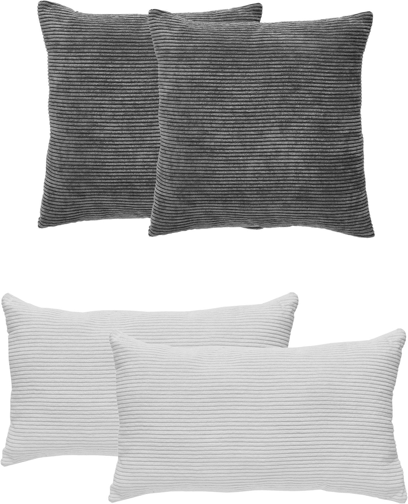 Andiamo Dekokissen Cord Kissen Emy, 4er Set, Kissenhülle mit Füllung, Sofakissen, eckig, 40x40 & 30x50 cm, auch einzeln erhältlich