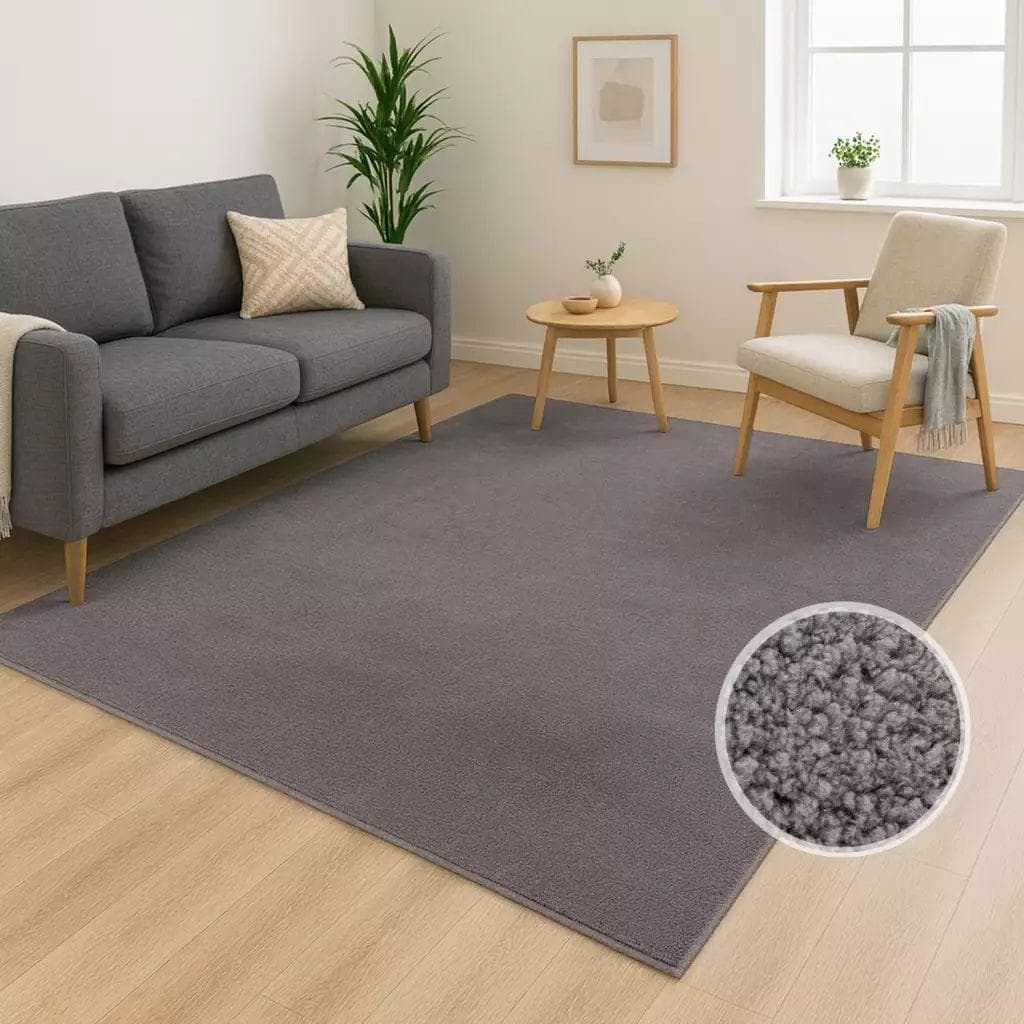 Carpet City CALMA 200 Kurzflor-Teppich Grau 200x280cm