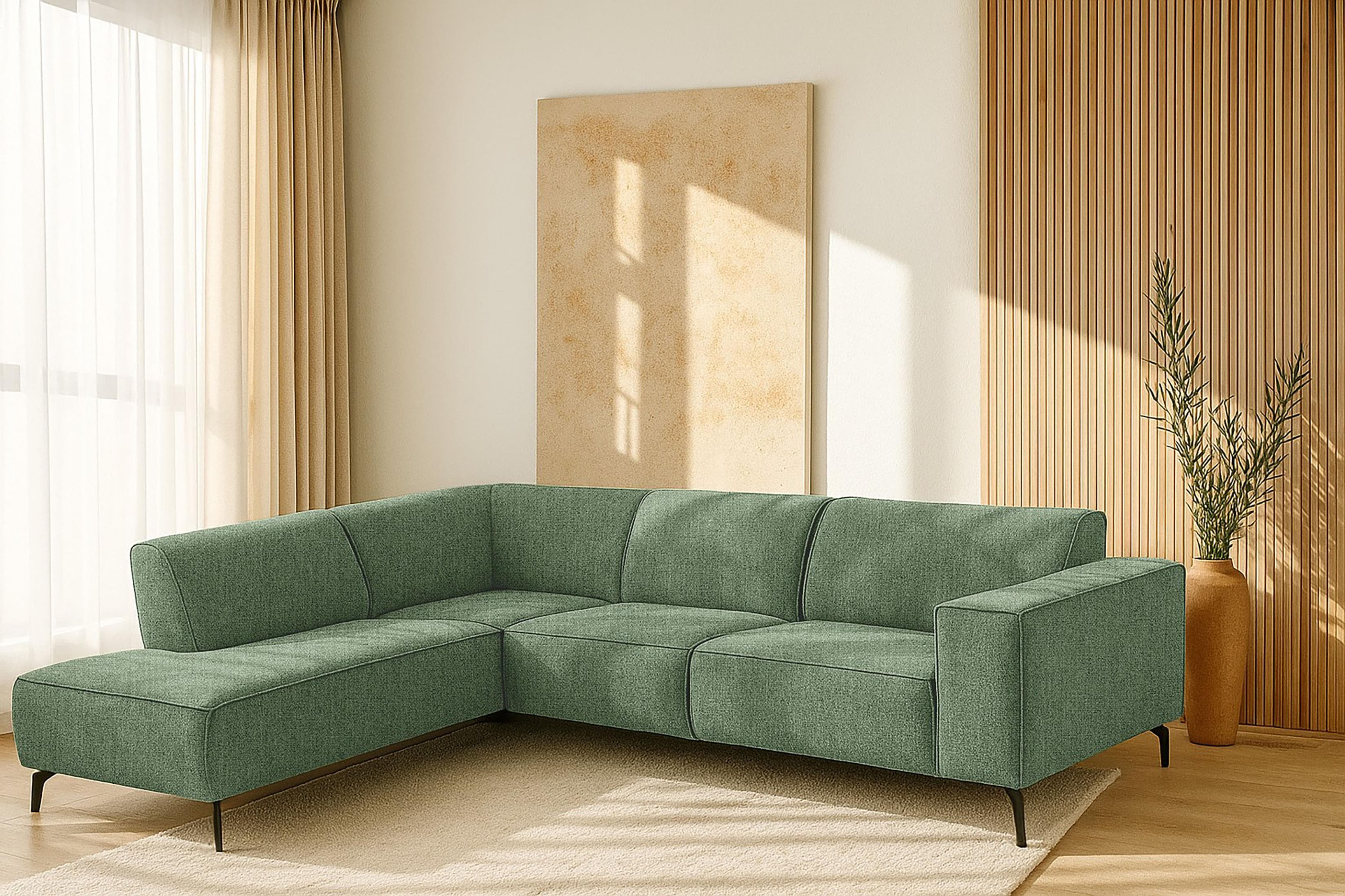 HOME AFFAIRE Ecksofa LORCAN Grün Metallfüße