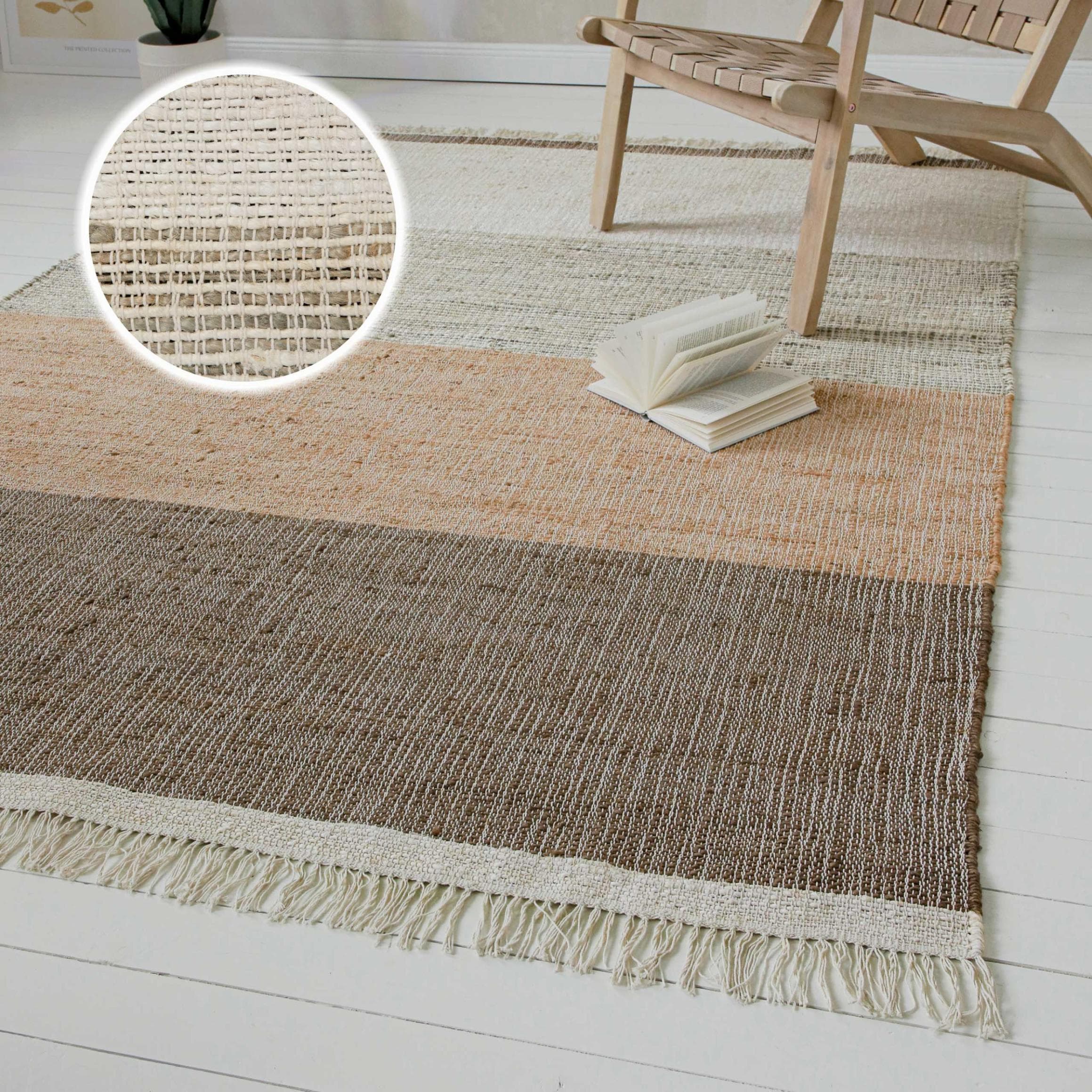 OTTO HOME Teppich Dallin Sand Beige 80% Jute Handgewebt