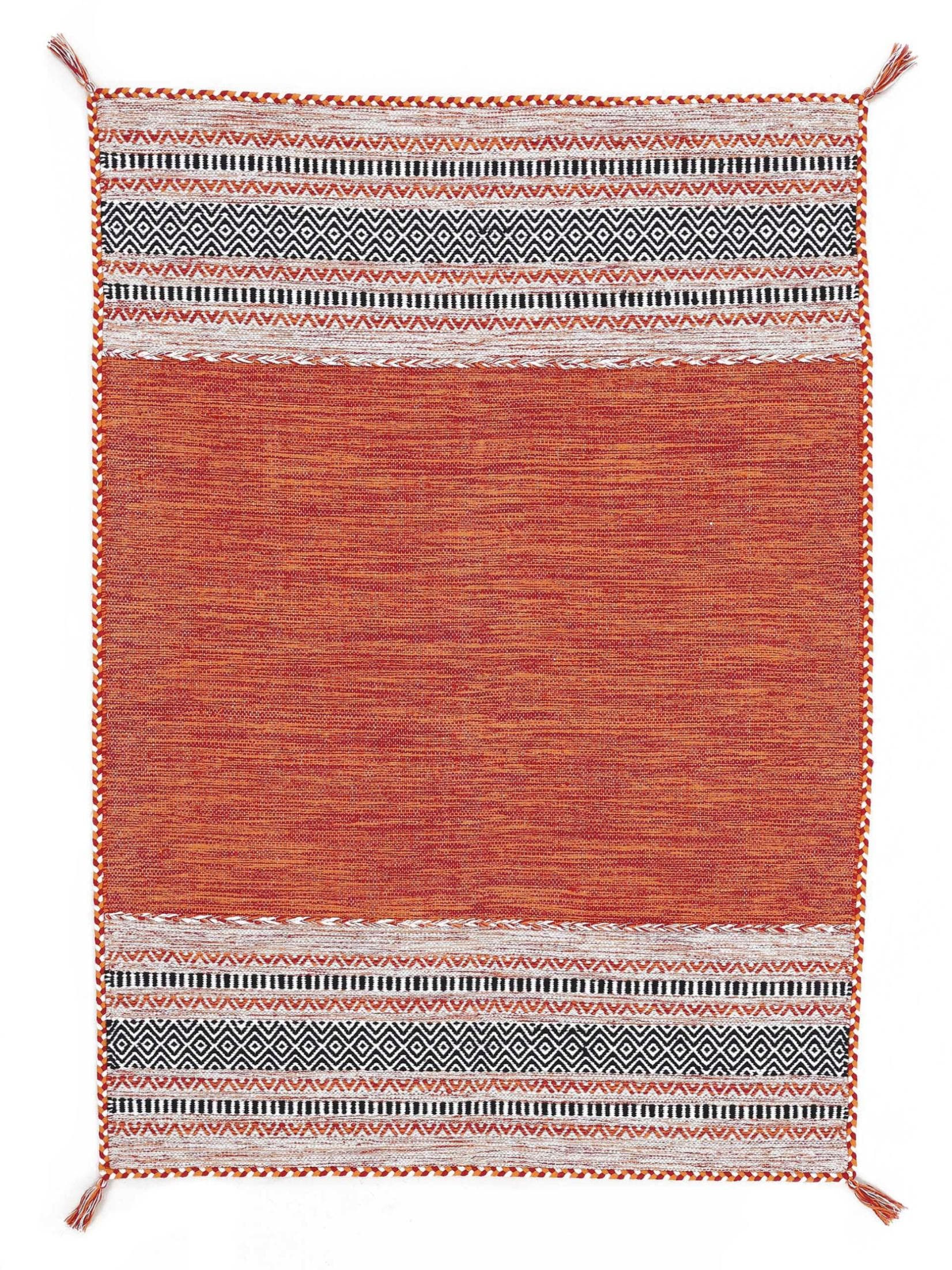 CARPETFINE Kelim Azizi Teppich Orange Handgewebt Wendeteppich