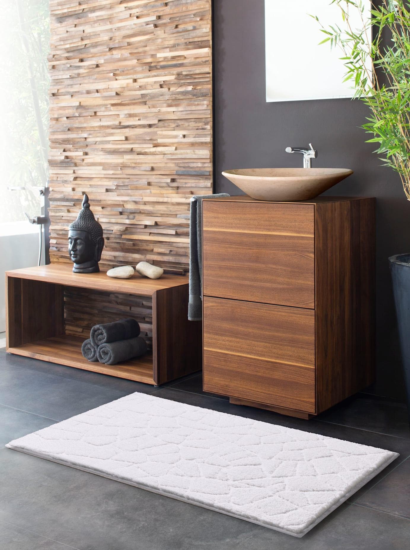 GRUND Badematte Beige Natur Rechteckig 60x90cm