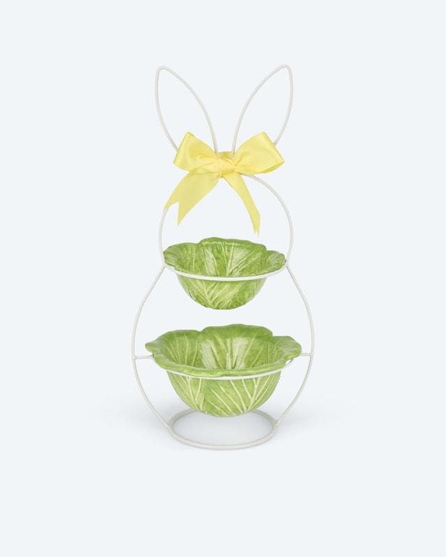 Etagere Kohlblatt mit Häschen-Ohren und Satinschleife