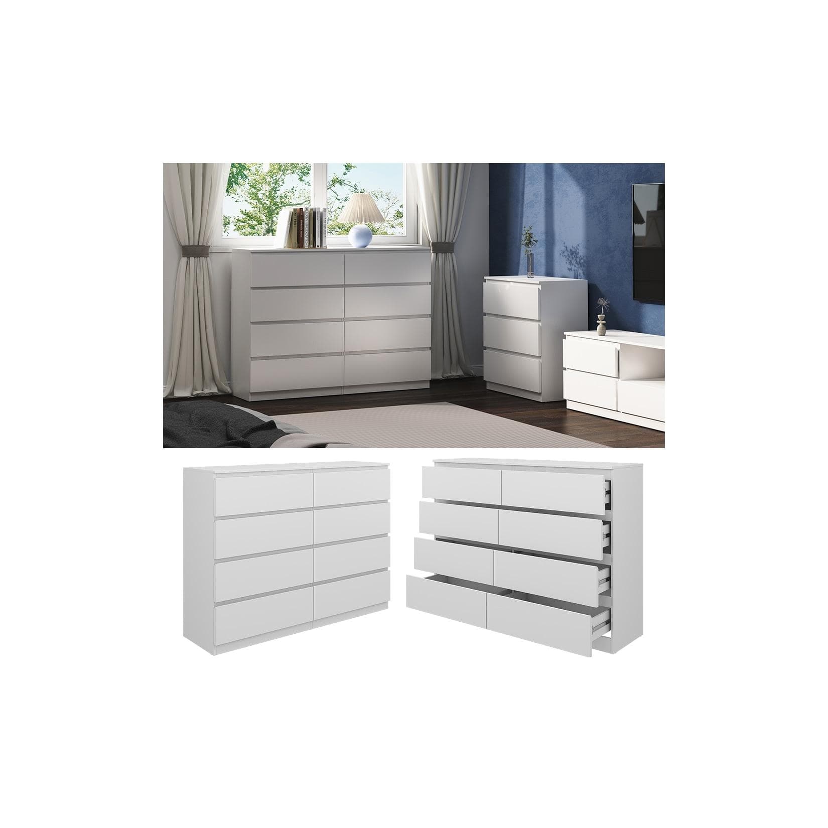 Vicco Kommode Calisto Weiß 8 Schubladen Sideboard Modern
