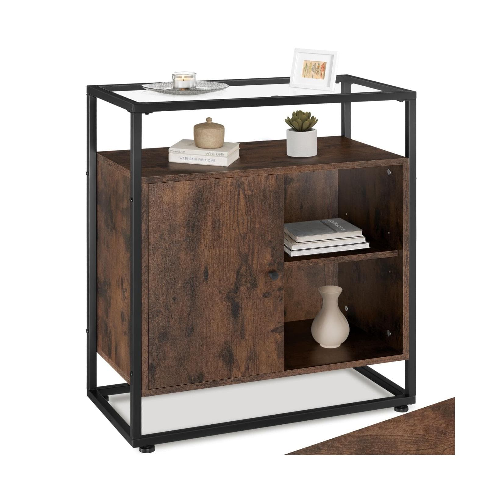 tectake Sideboard Kommode Industrial Style Braun/Schwarz