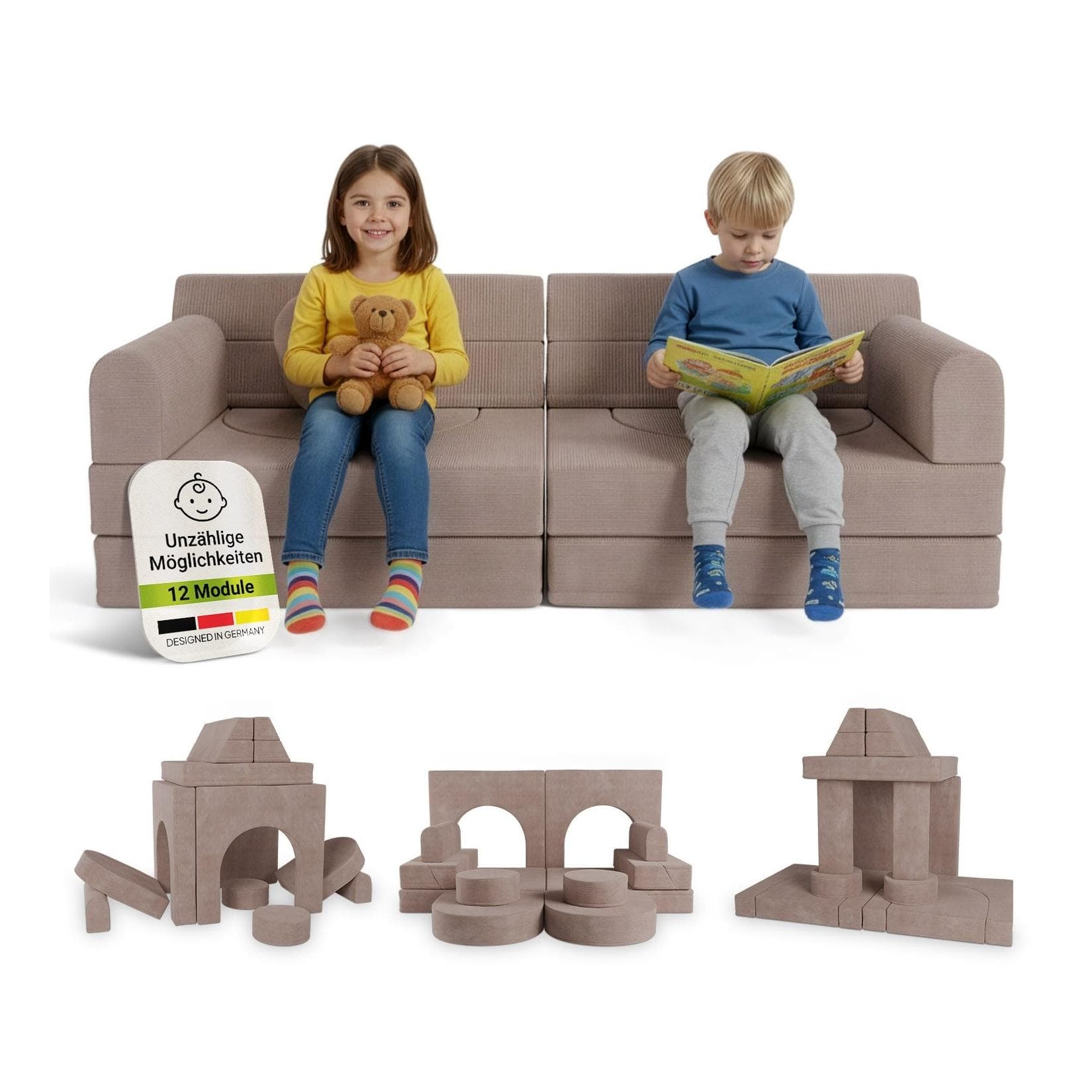 Juskys Kinder Spielsofa Kayo Rosa Modulares Design