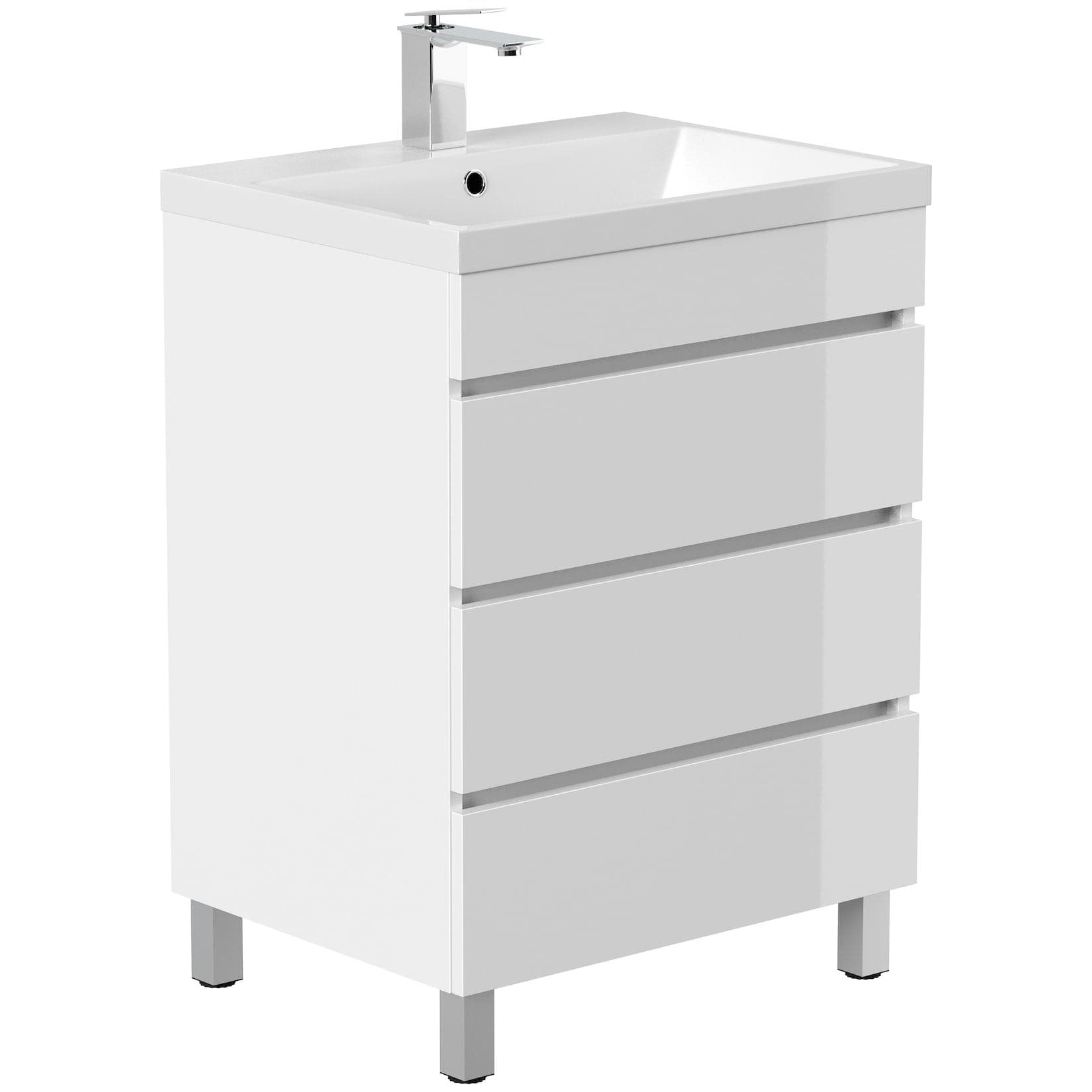 Stand Badmöbel Fellini 70 SoftClose Eiche Gold mit drei grifflosen Schubladen