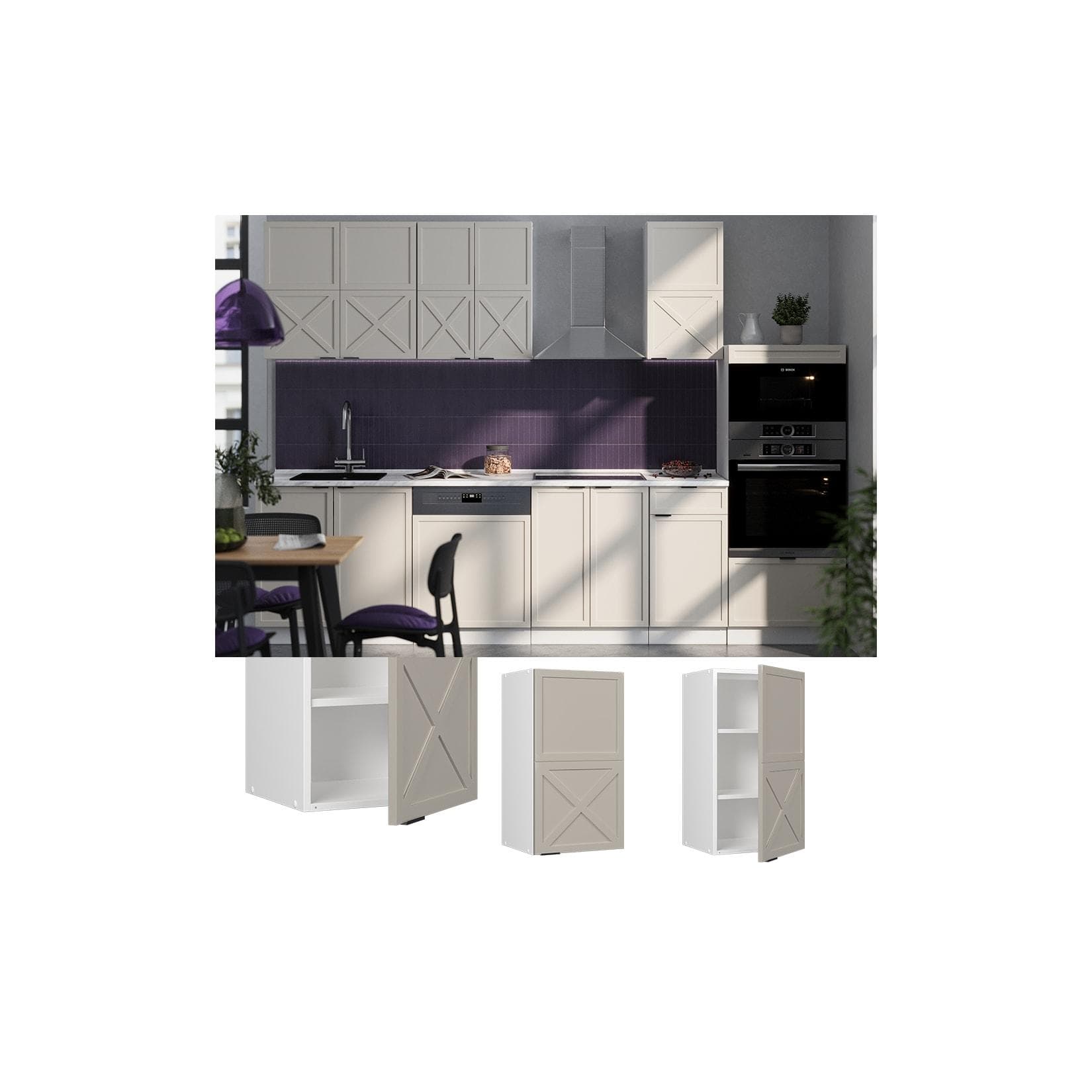 Fame-Line Hängeschrank graubeige/weiß