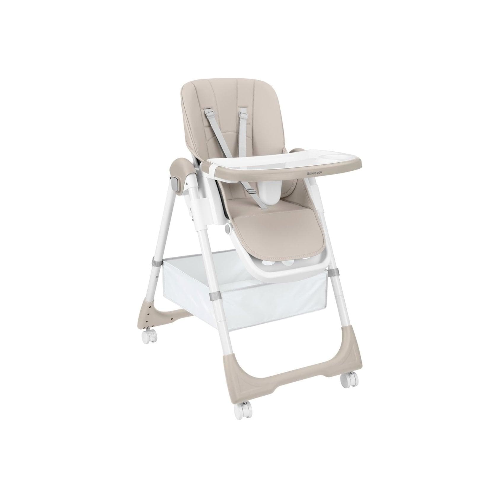 Kikka boo Kinderhochstuhl Spicy+ Faltbar Höhenverstellbar Fußstütze Räder Korb Beige