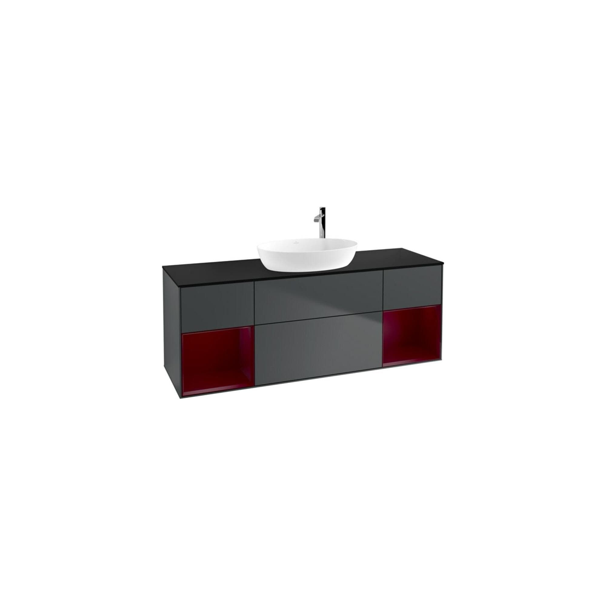 Villeroy & Boch Finion Waschtischunterschrank 160 cm Schwarz Matt LED-Beleuchtung
