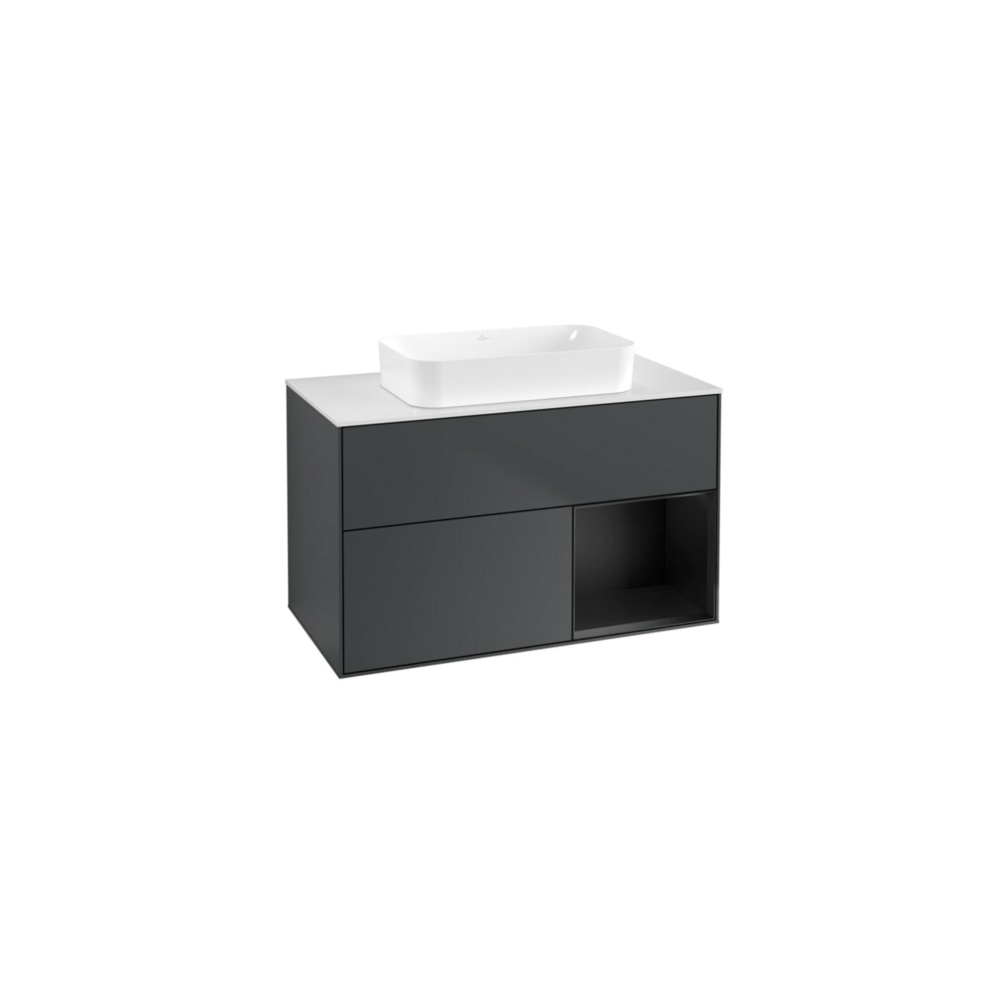 Villeroy und Boch Finion Waschtischunterschrank Black Matt Lacquer Midnight Blue Matt Lacquer