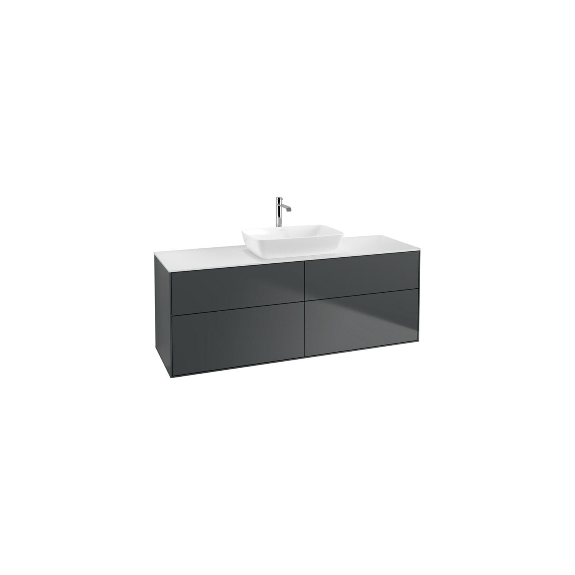 Villeroy und Boch Finion Waschtischunterschrank 160x60,3cm Emotion Abdeckplatte Weiß Matt Midnight Blue Matt Lack