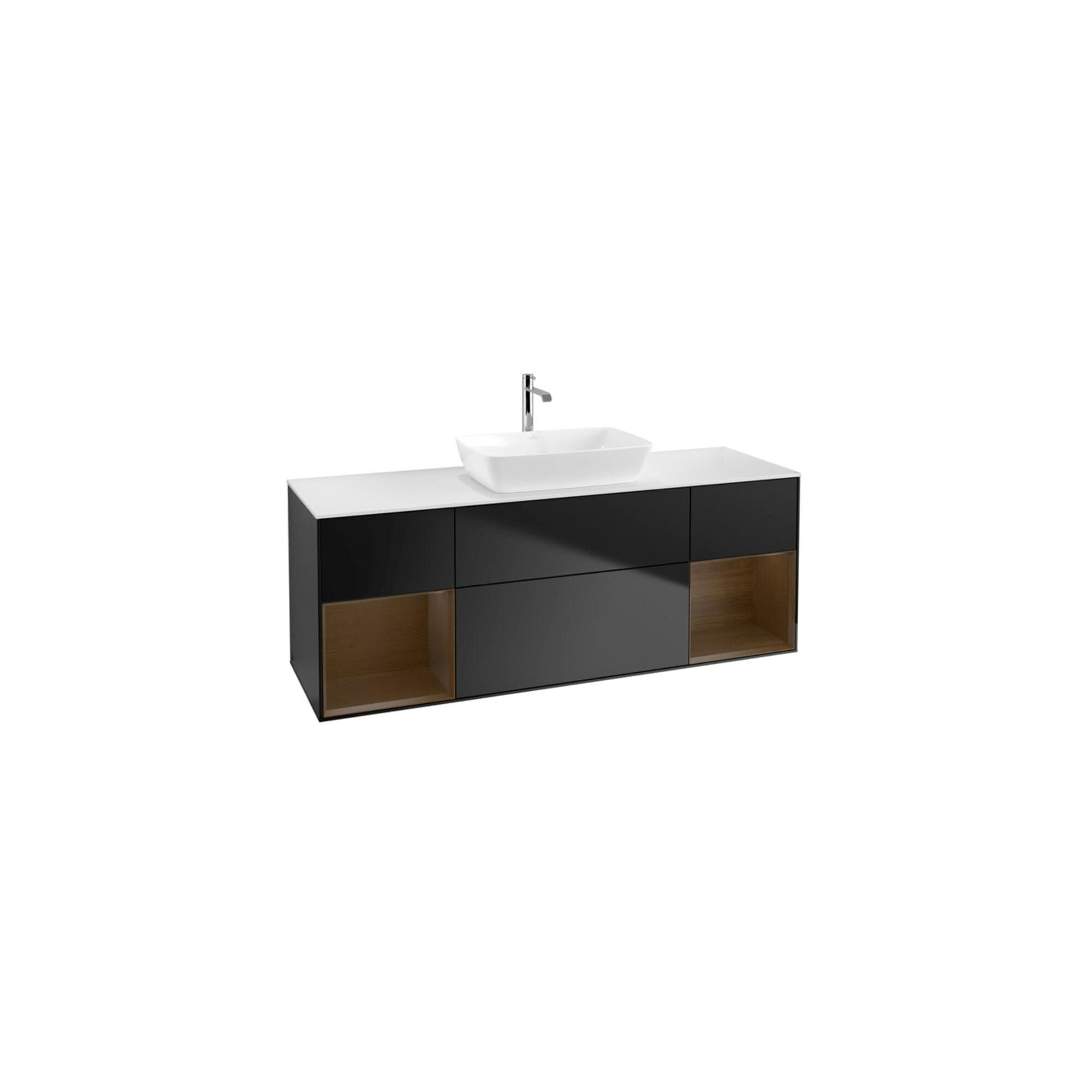 Villeroy und Boch Finion Waschtischunterschrank 160cm Walnut Veneer Black Matt