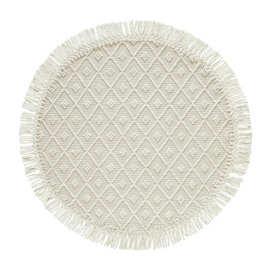 Linea Natura Handwebteppich Sylt Silber Beige Boho Rund