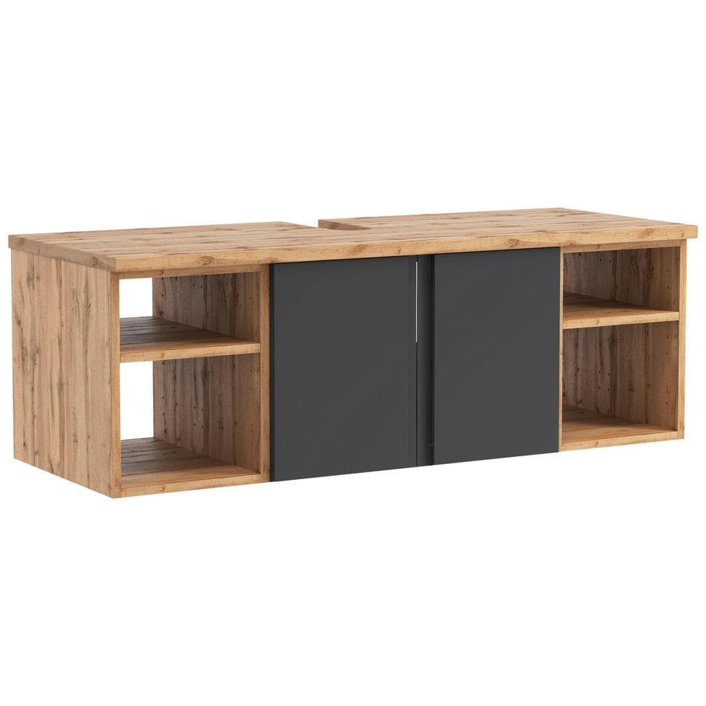 Held Waschbeckenunterschrank Eiche Wotan Grau Holzwerkstoff