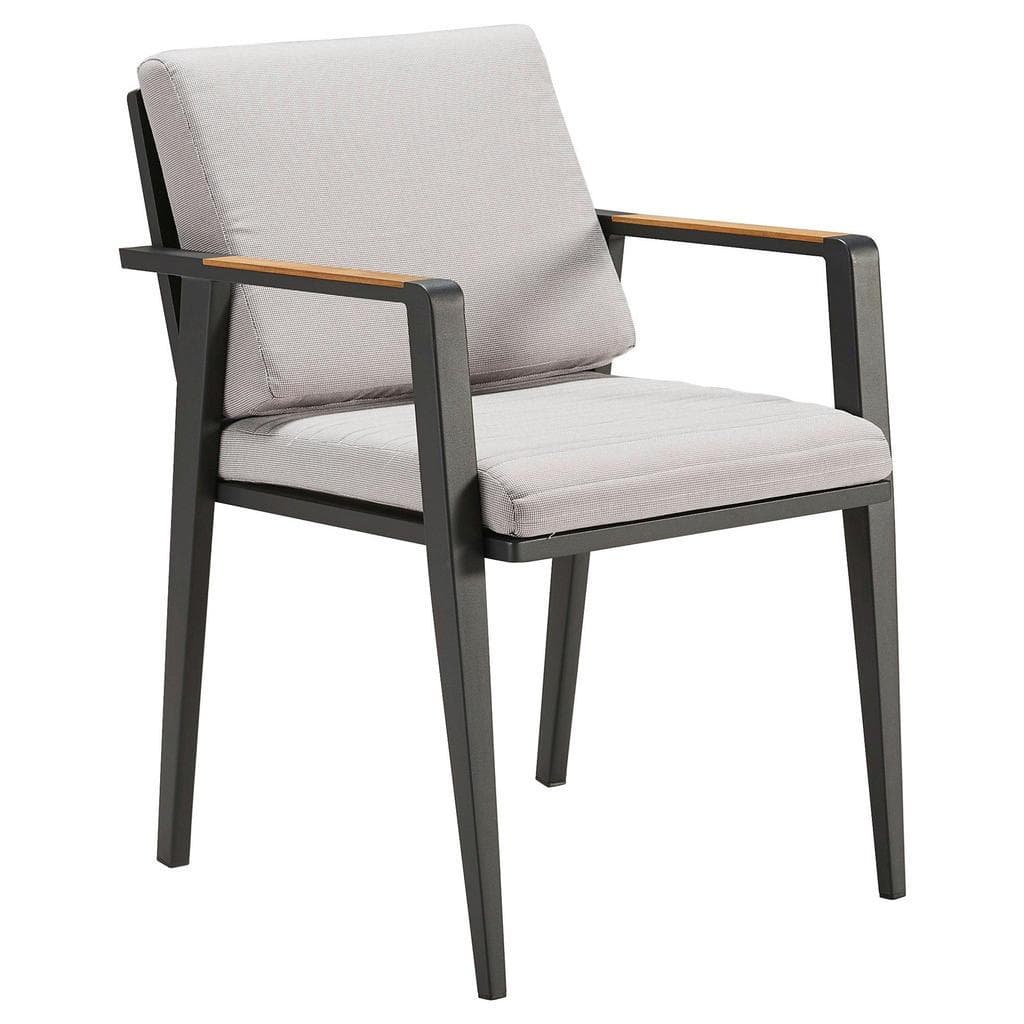 Ambia Garden Gartensessel Anthrazit Hellgrau Aluminium Teakholz