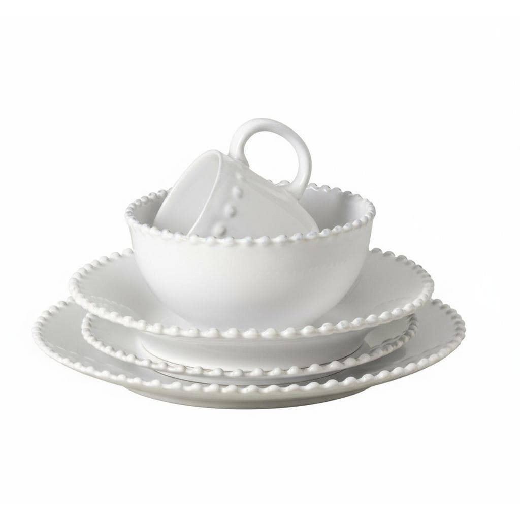Costa Nova Kombiservice Pearl Weiß Hochglanz Keramik 5-teilig 370 ml, 800 ml Handmade in Europe
