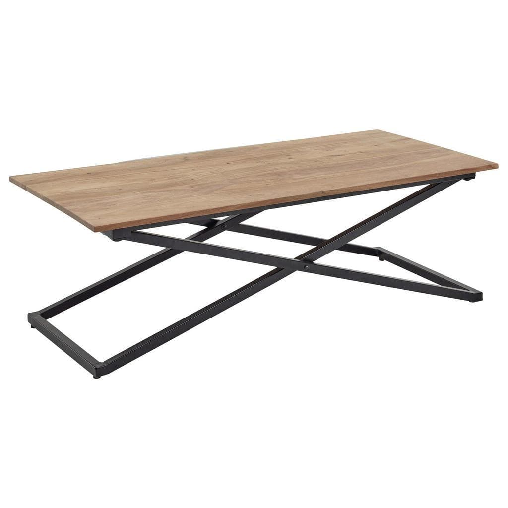 Modante Couchtisch Schwarz Akazie massiv Holz Metall X-Form
