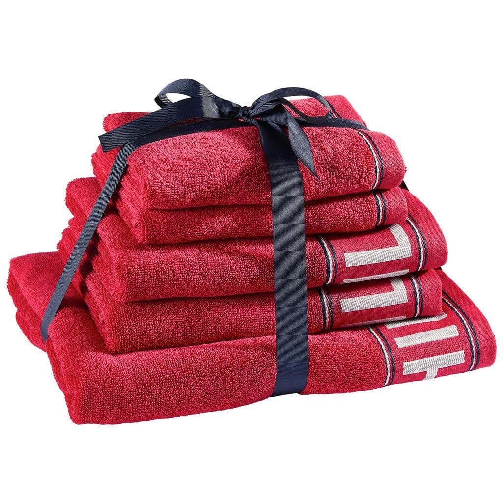 Tommy Hilfiger Frottierset Degree Rot 5-teilig Badtextilien-Set