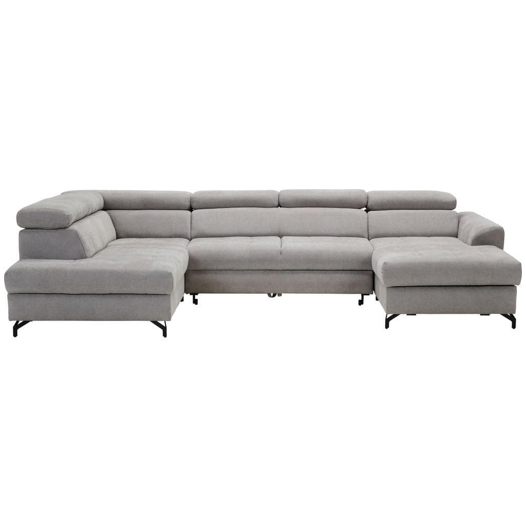 Stylife Wohnlandschaft Hellgrau 6-Sitzer U-Form Bettfunktion