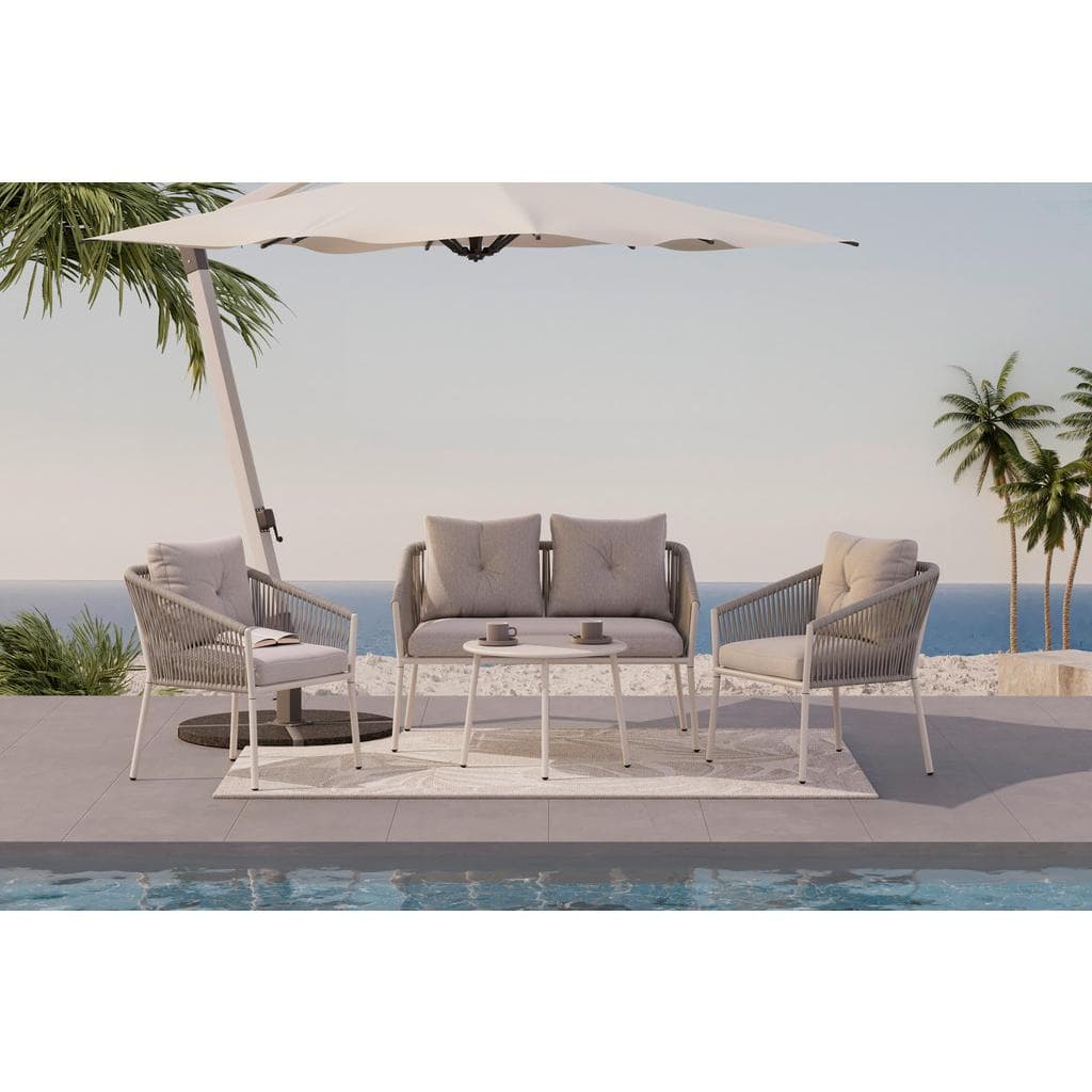 Ambia Garden Gartenset 4-teilig Dunkelgrau/Beige Metall Textil