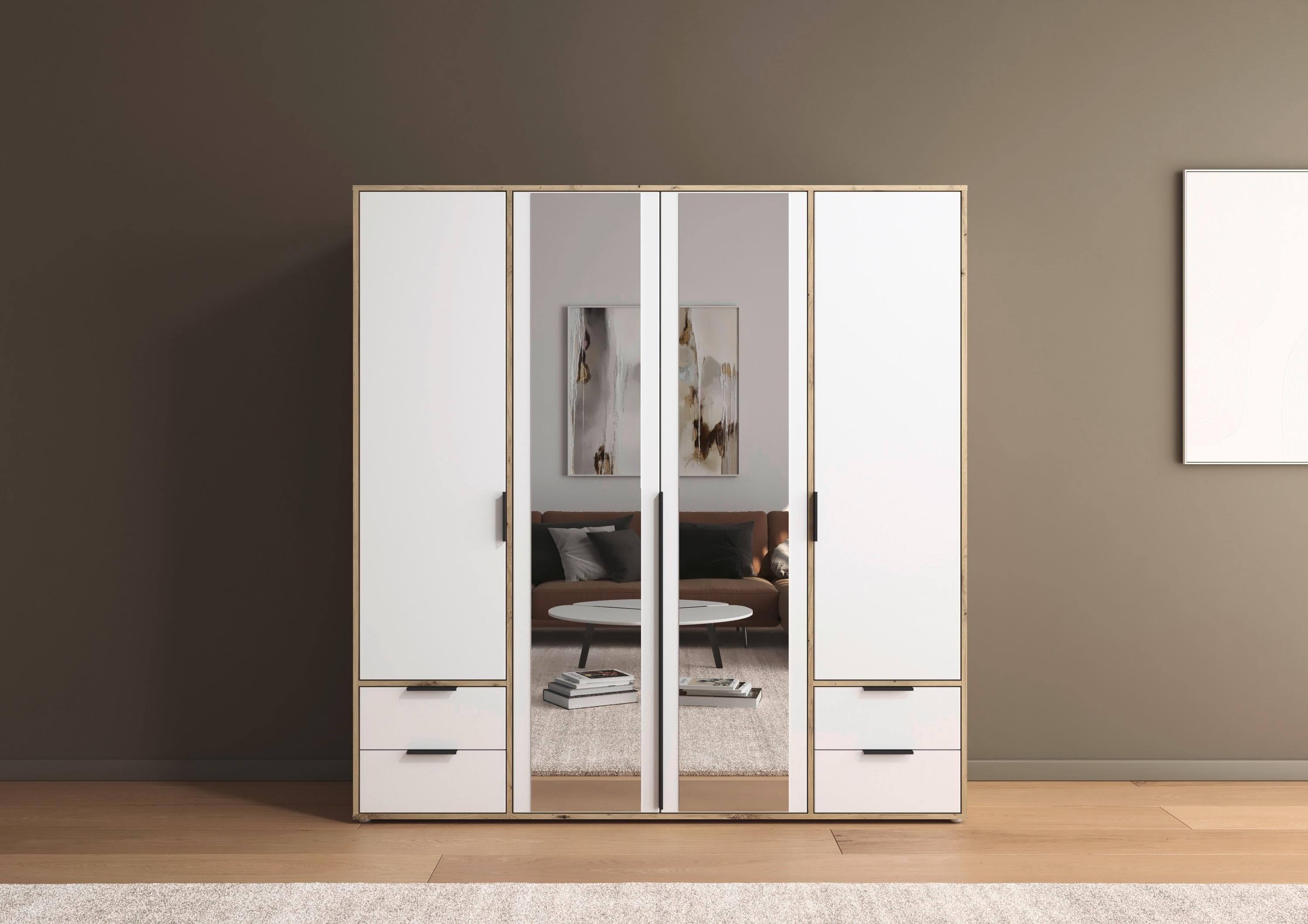 Rauch Nagata Drehtürenschrank mit Spiegel und Schubladen