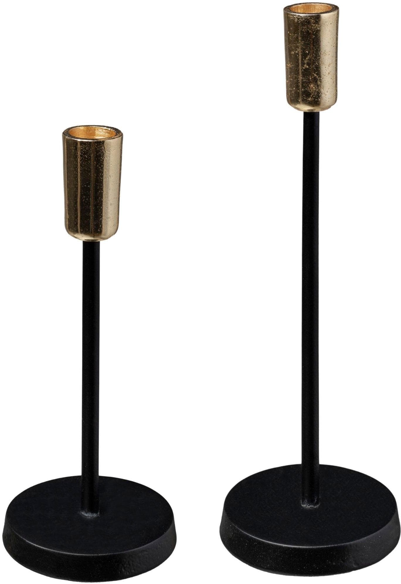 OTTO HOME Stabkerzenhalter Azlynn Schwarz-Gold Aluminium 2er Set