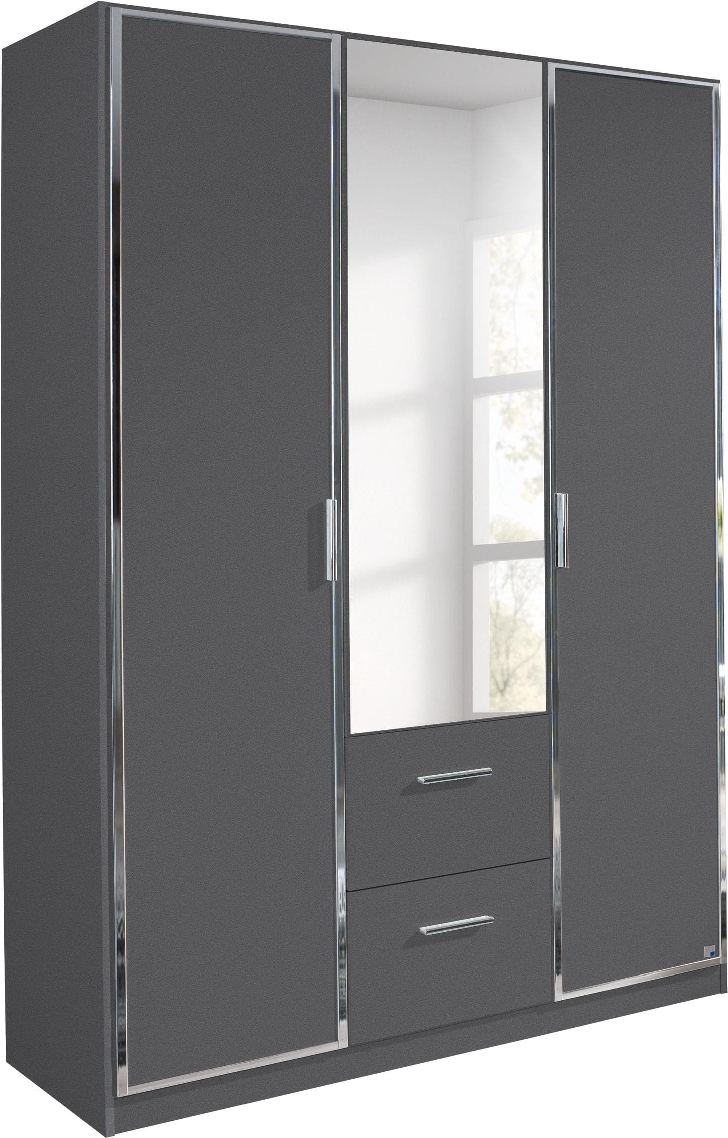RAUCH Marl Drehtürenschrank Grau mit Chromgriffen