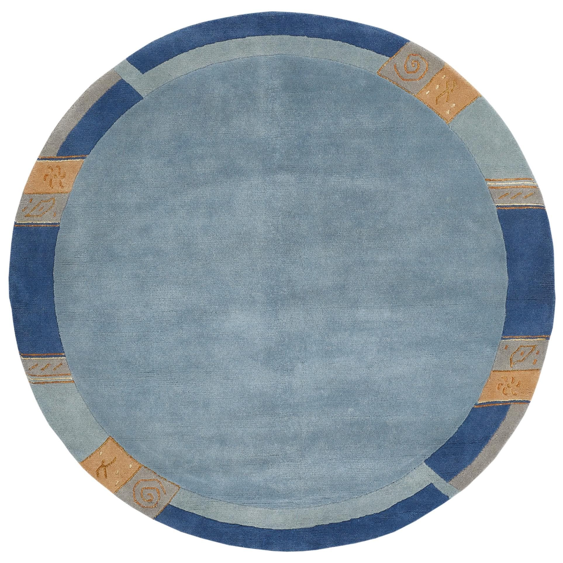 LUXOR LIVING Wollteppich India Handgeknüpft Blau Rund