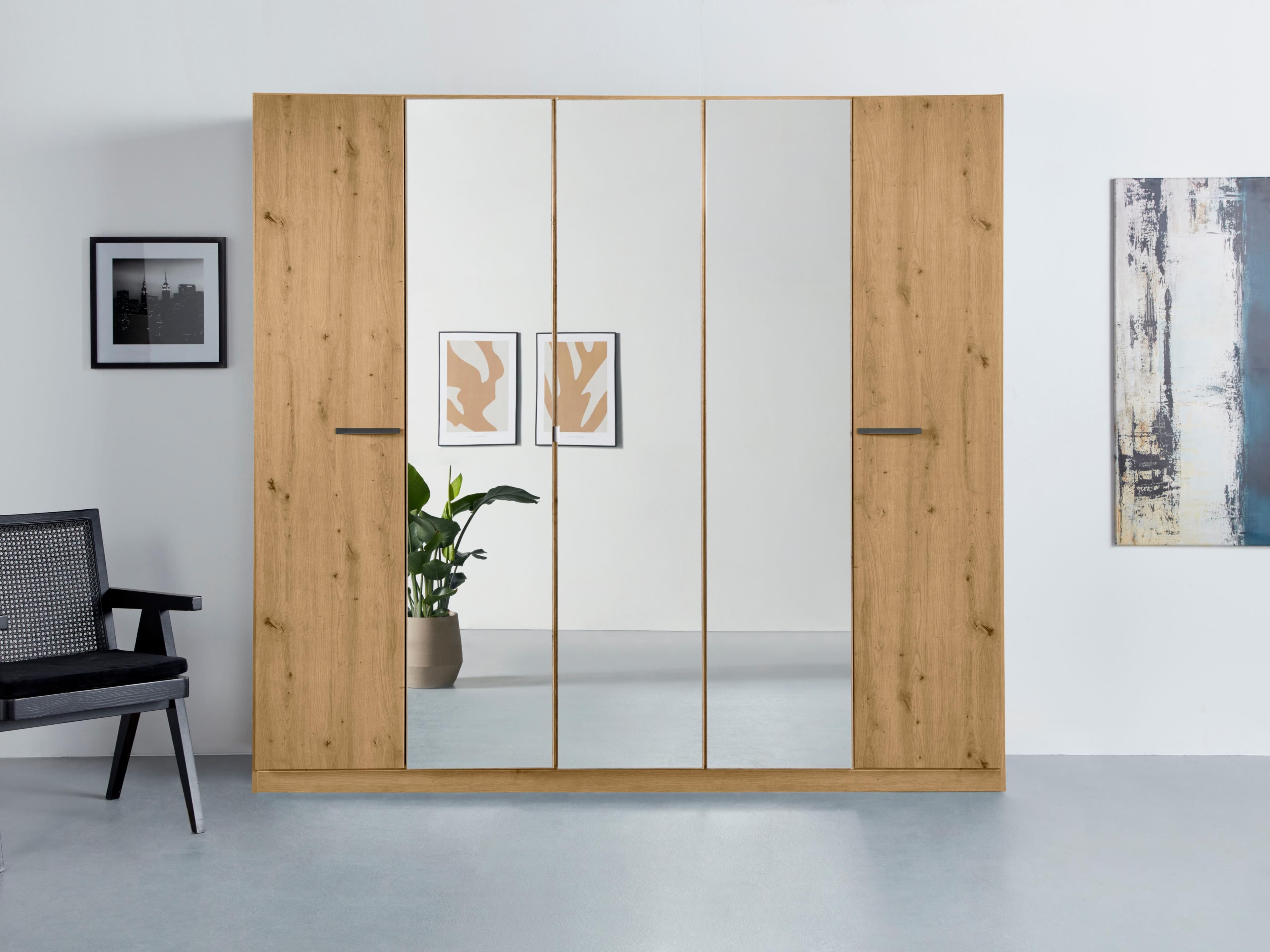 Drehtürenschrank Kleiderschrank mit Inneneinteilung & Spiegel (optional)