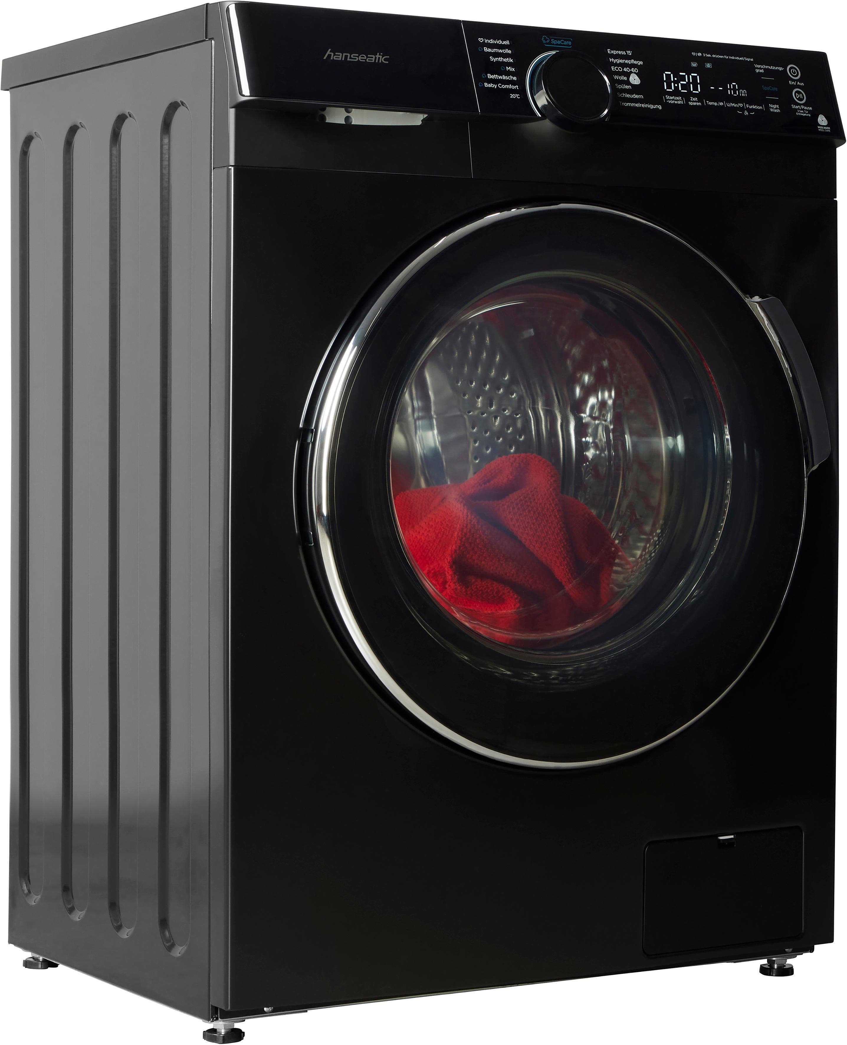 HANSEATIC Waschmaschine HWMK814A1BI Frontlader 8 kg Schwarz