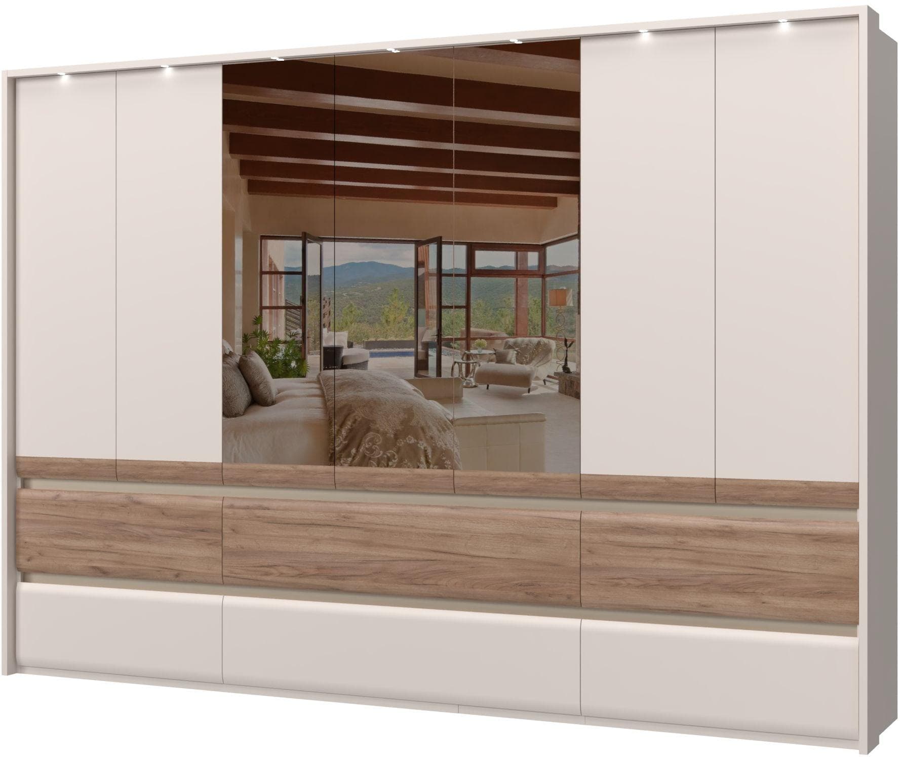 OTTO HOME Kleiderschrank Invictus Beige UV-Lackiert mit LED