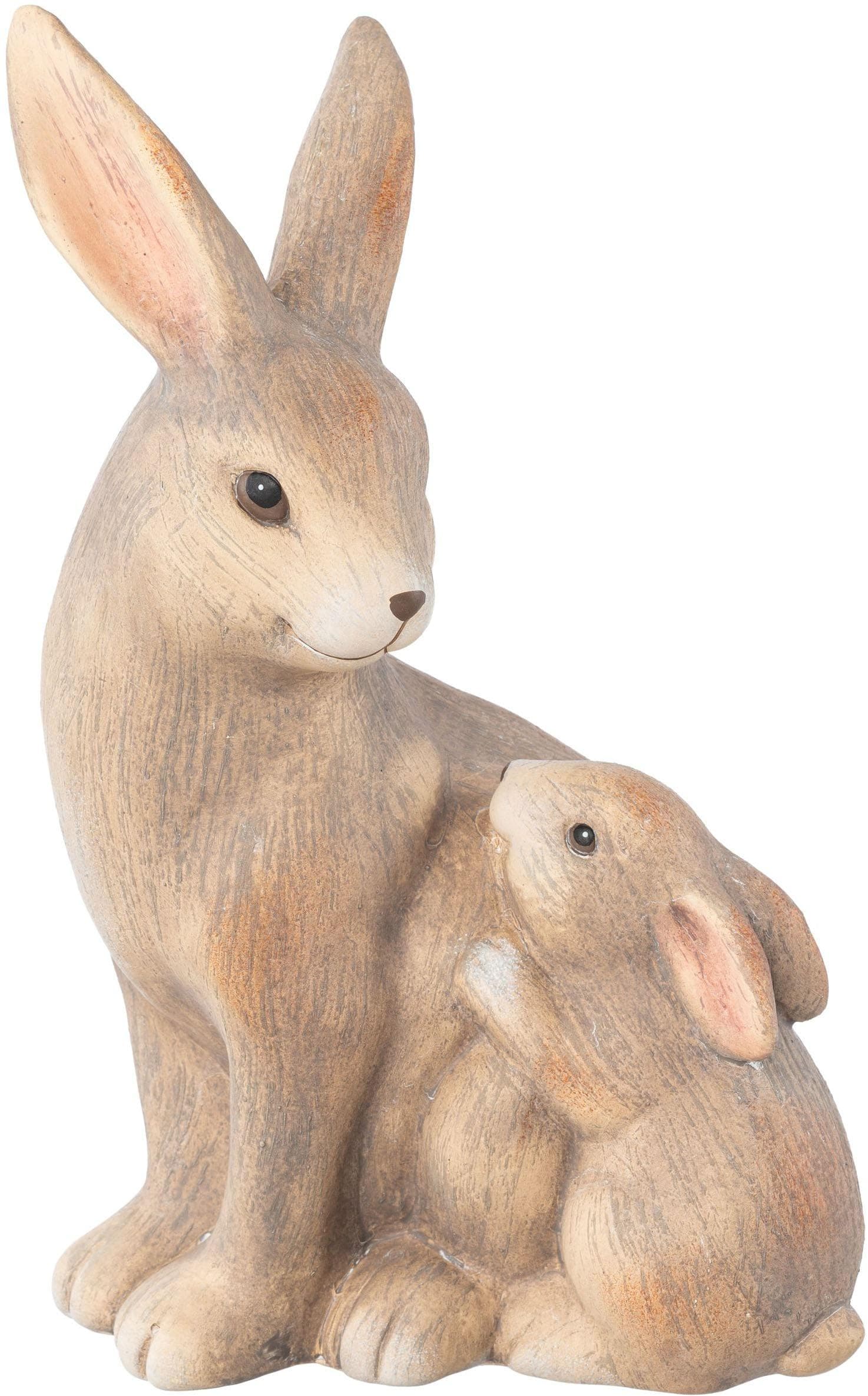 Osterhase CREATIV HOME Hase mit Kind Braun Keramik