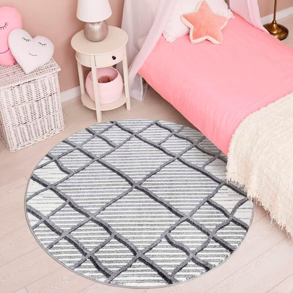 Carpet City Jugend- und Kinderteppich Young965 Grau Rautenoptik